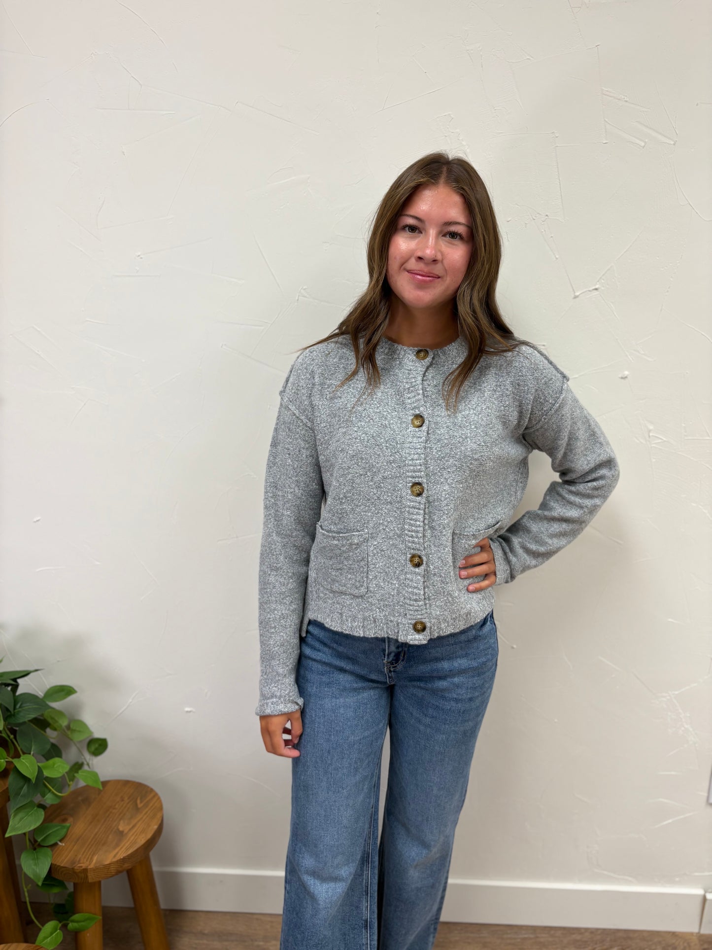 Brushed Button-Up Cardigan