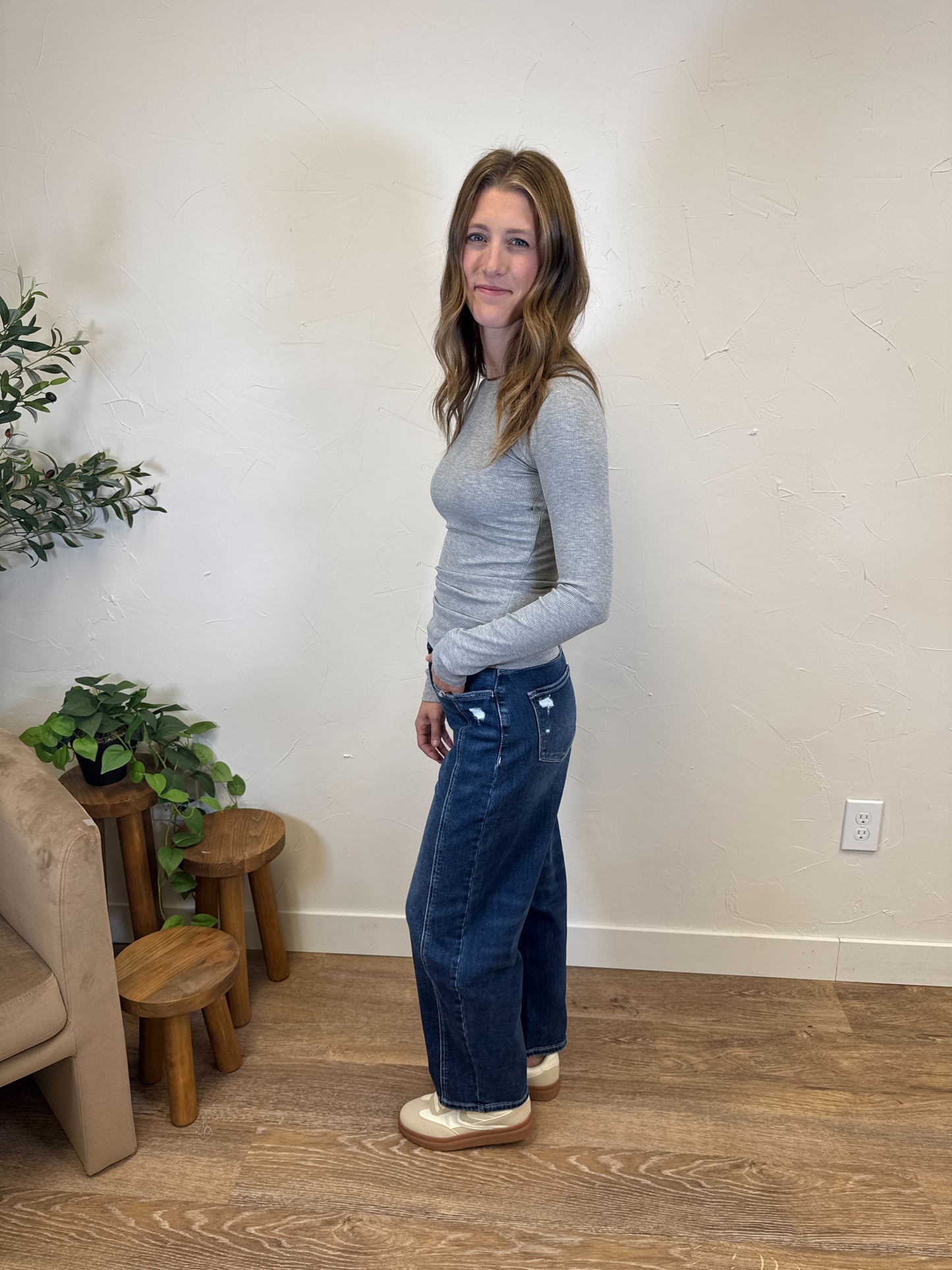 Long Sleeve Micro Ribbed Top