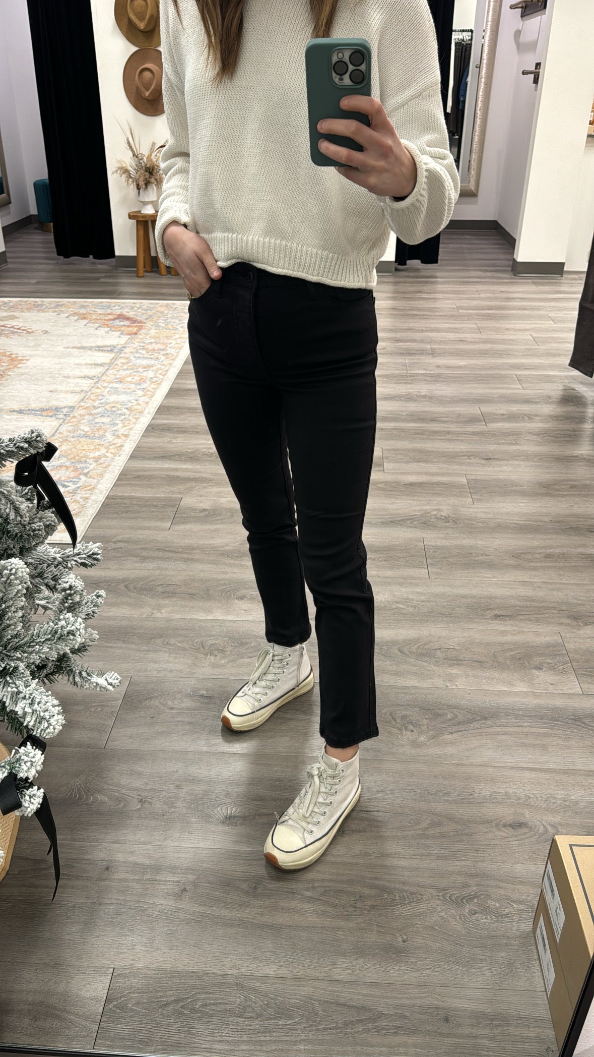 High Rise Hidden Button Up Ankle Straight - Three:Twelve Boutique