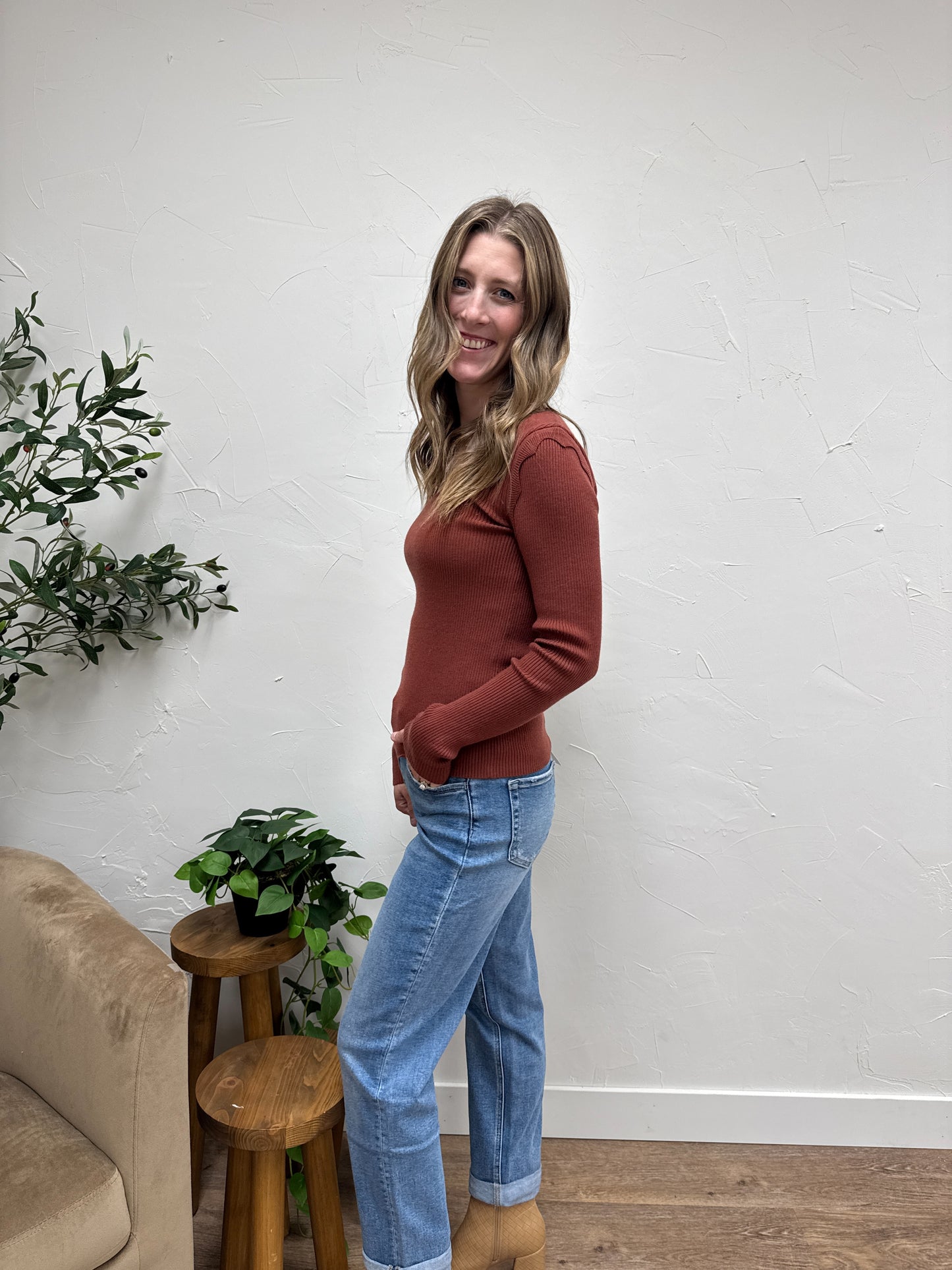 Scallop Long Sleeve Sweater