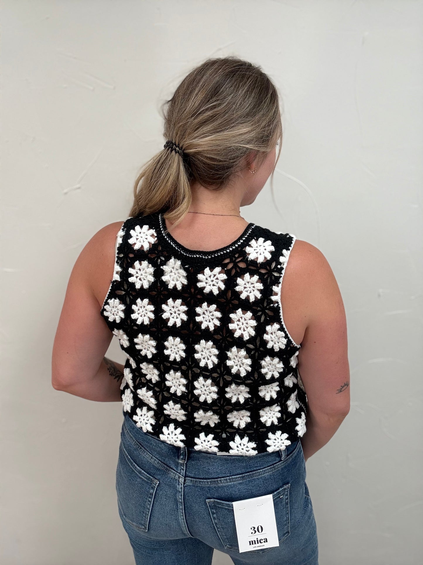 Crochet Knit Front Tie Vest