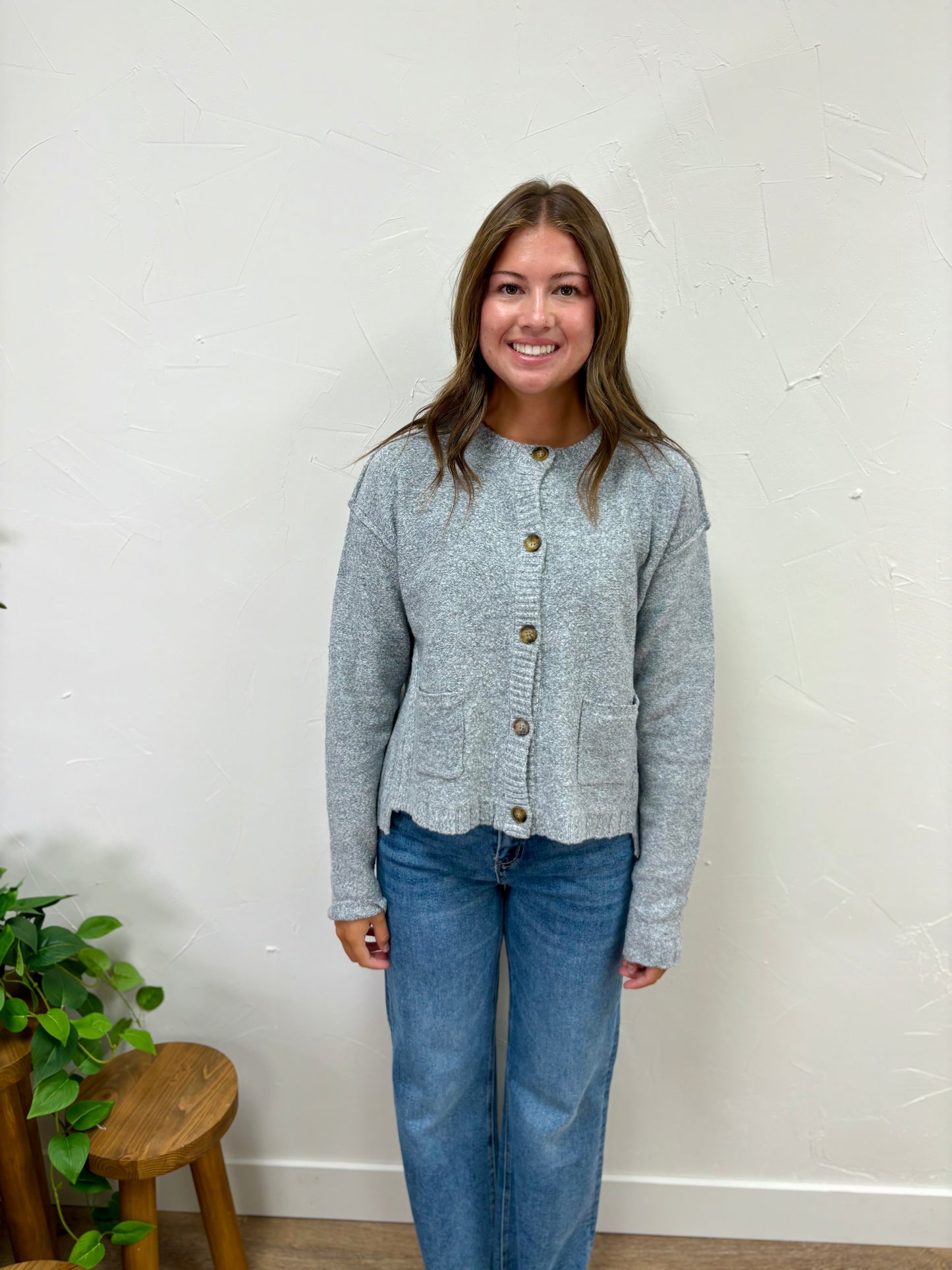 Brushed Button-Up Cardigan