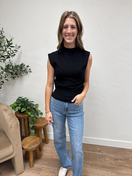 Mock Neck Sweater Sleeveless Top