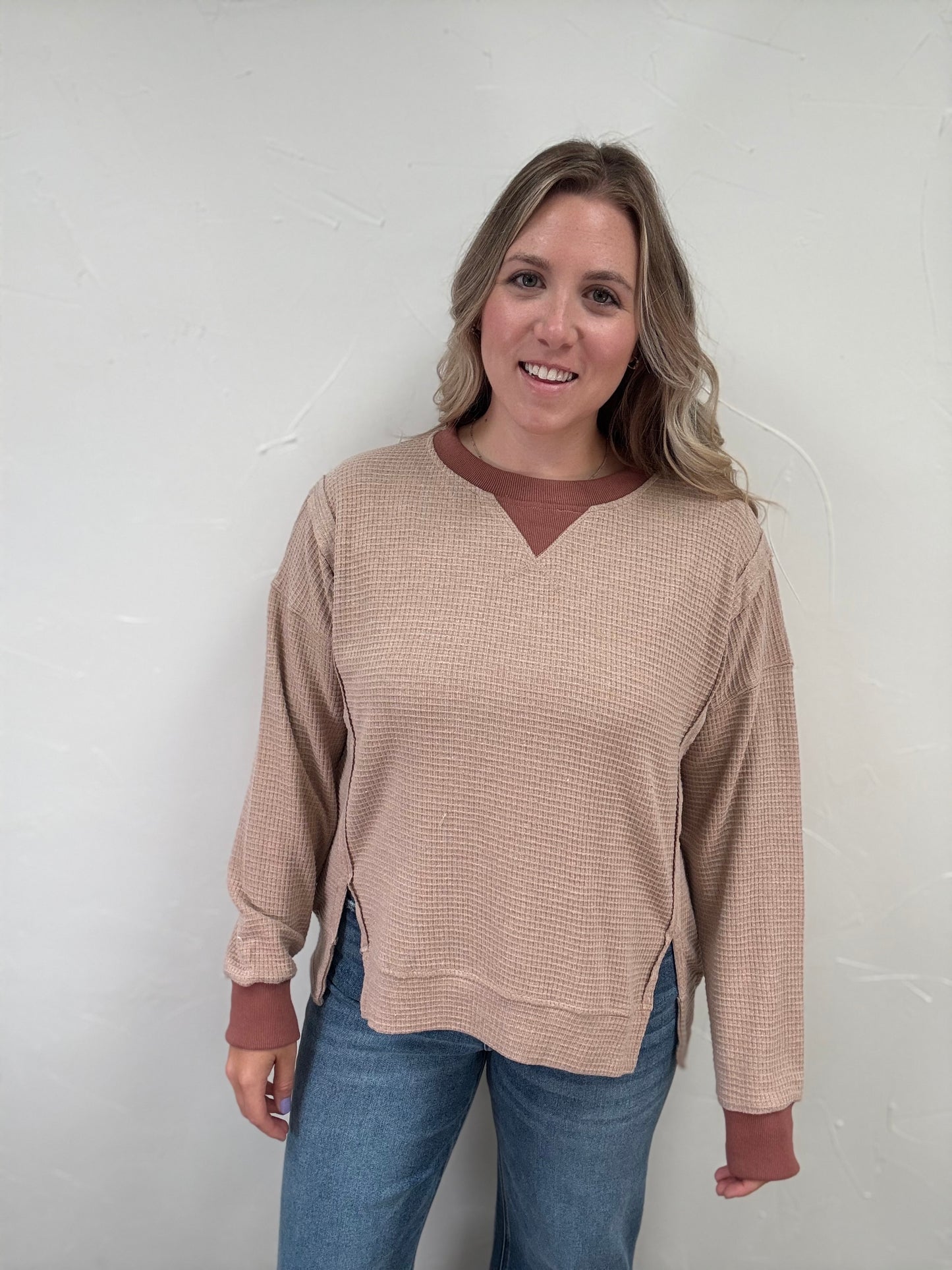 Brushed Thermal Crew Neck Oversized Pullover