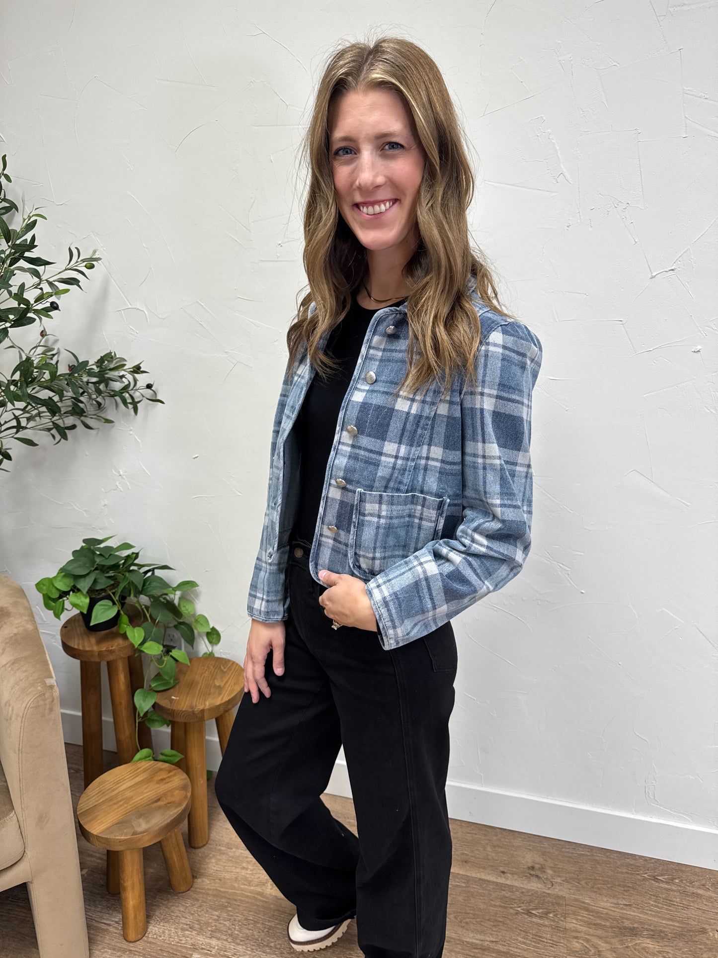 Plaid Denim Jacket
