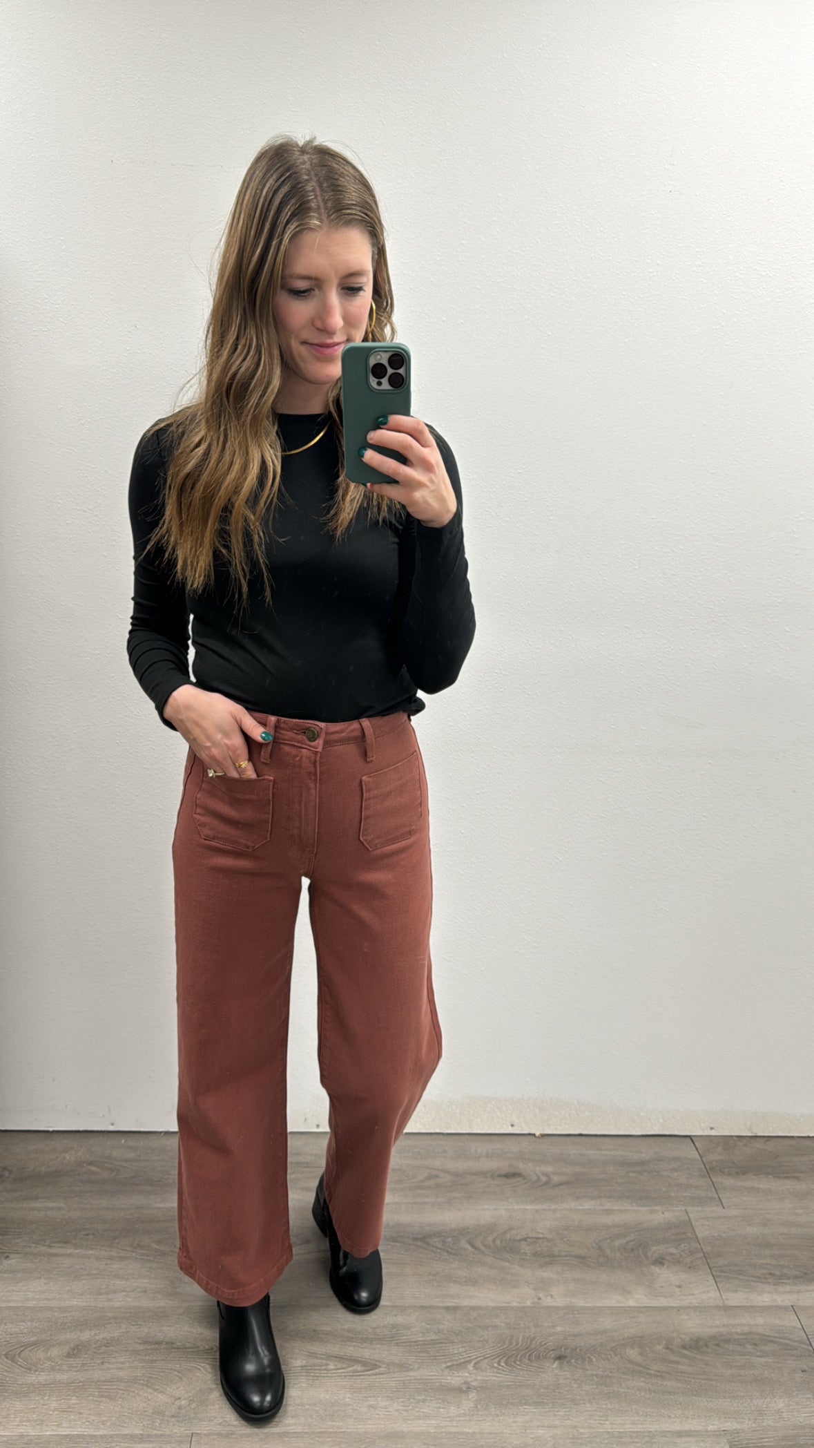 Patch Pocket Wide Leg Denim - Three:Twelve Boutique