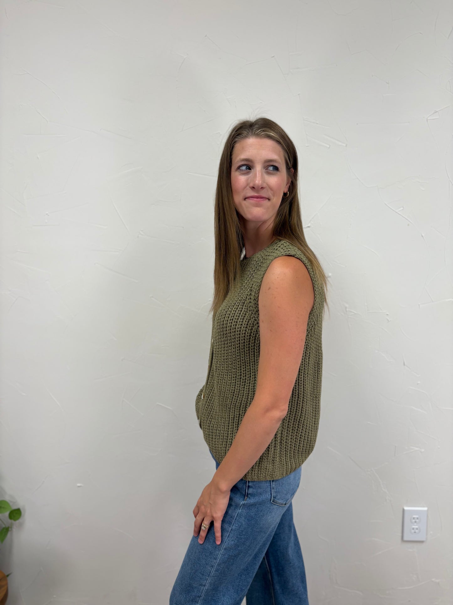 Textured Button-up Sweater Vest