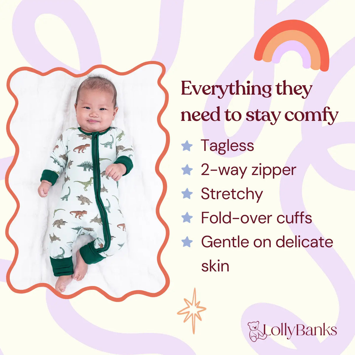Dinosaur Convertible Zipper Bamboo Pajams