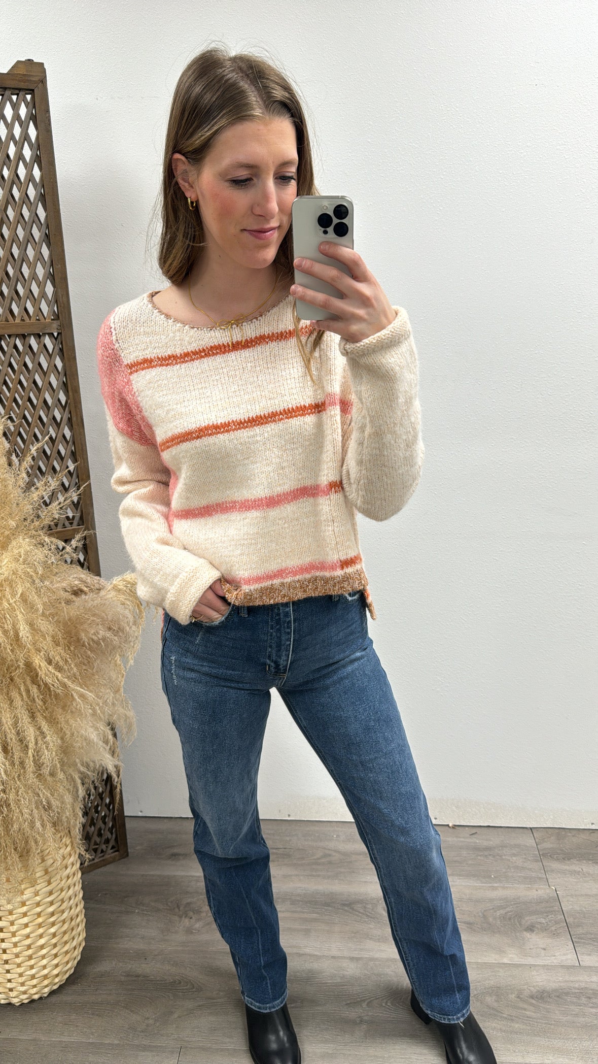 Mona Knit Stripe Pullover Sweater - Three:Twelve Boutique
