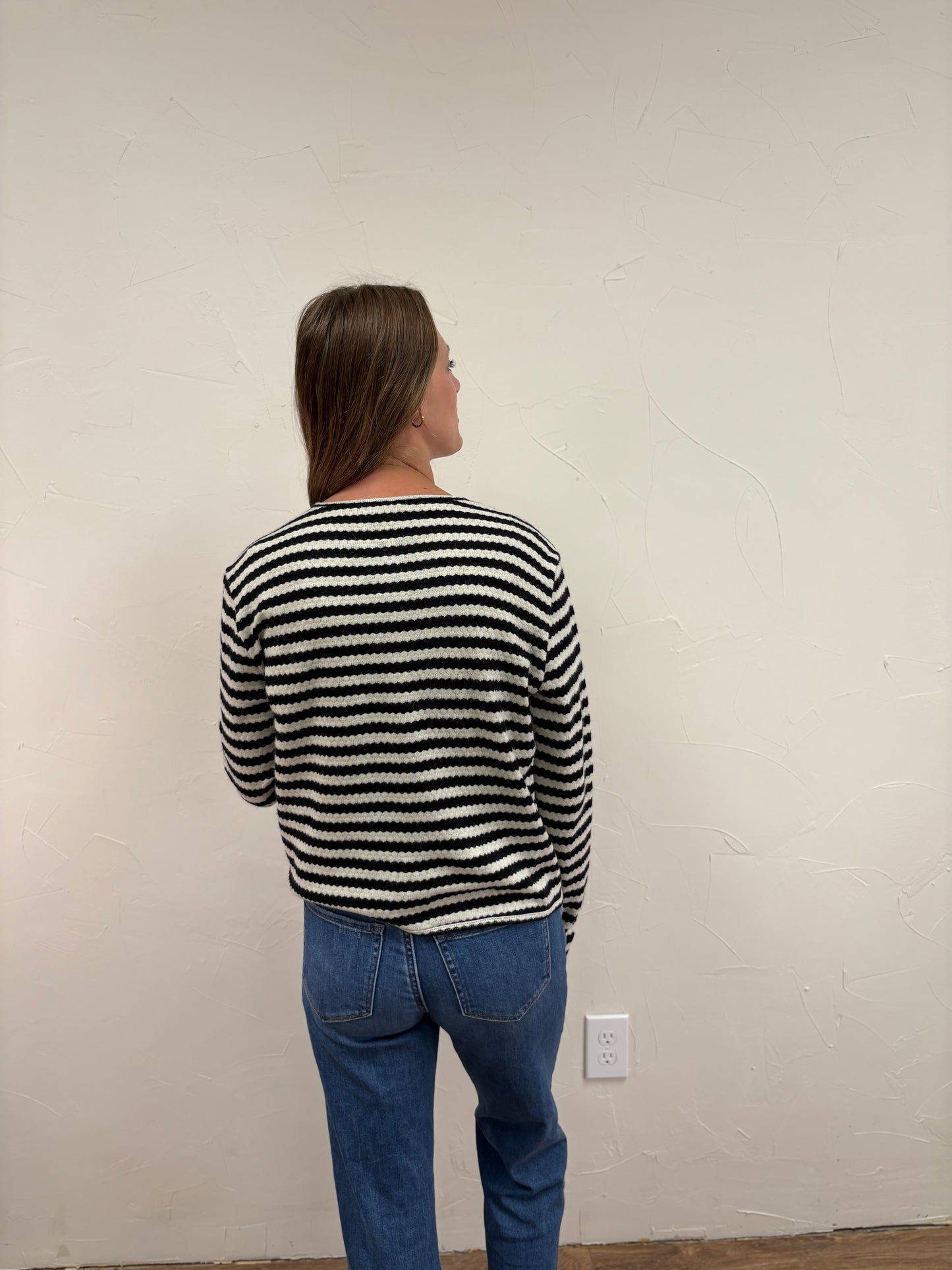 Ric Rac Striped Button-Up Knit Top