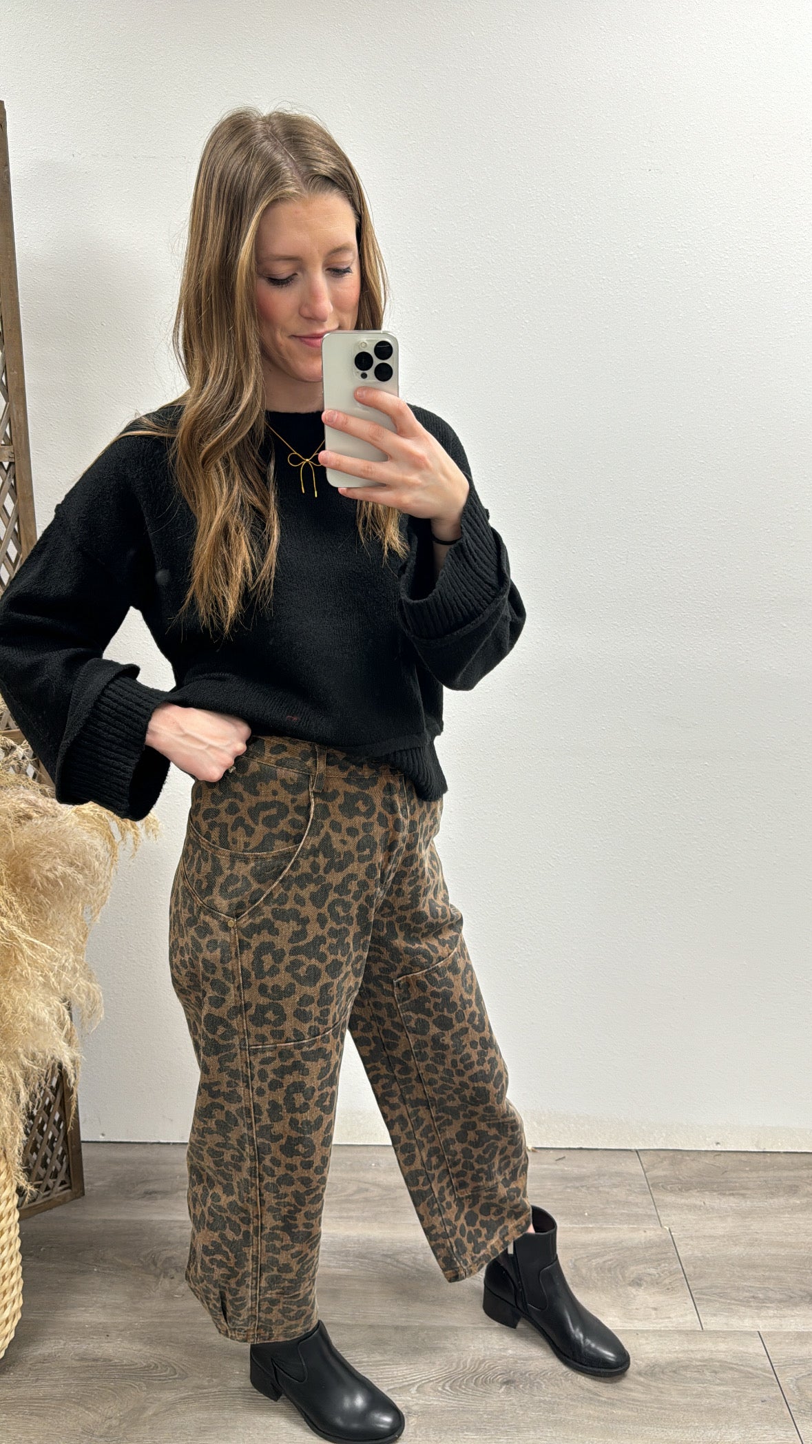 Leopard Barrel Jean - Three:Twelve Boutique