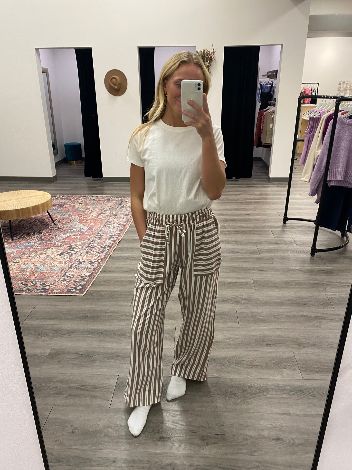 Striped Knit Pants - Three:Twelve Boutique