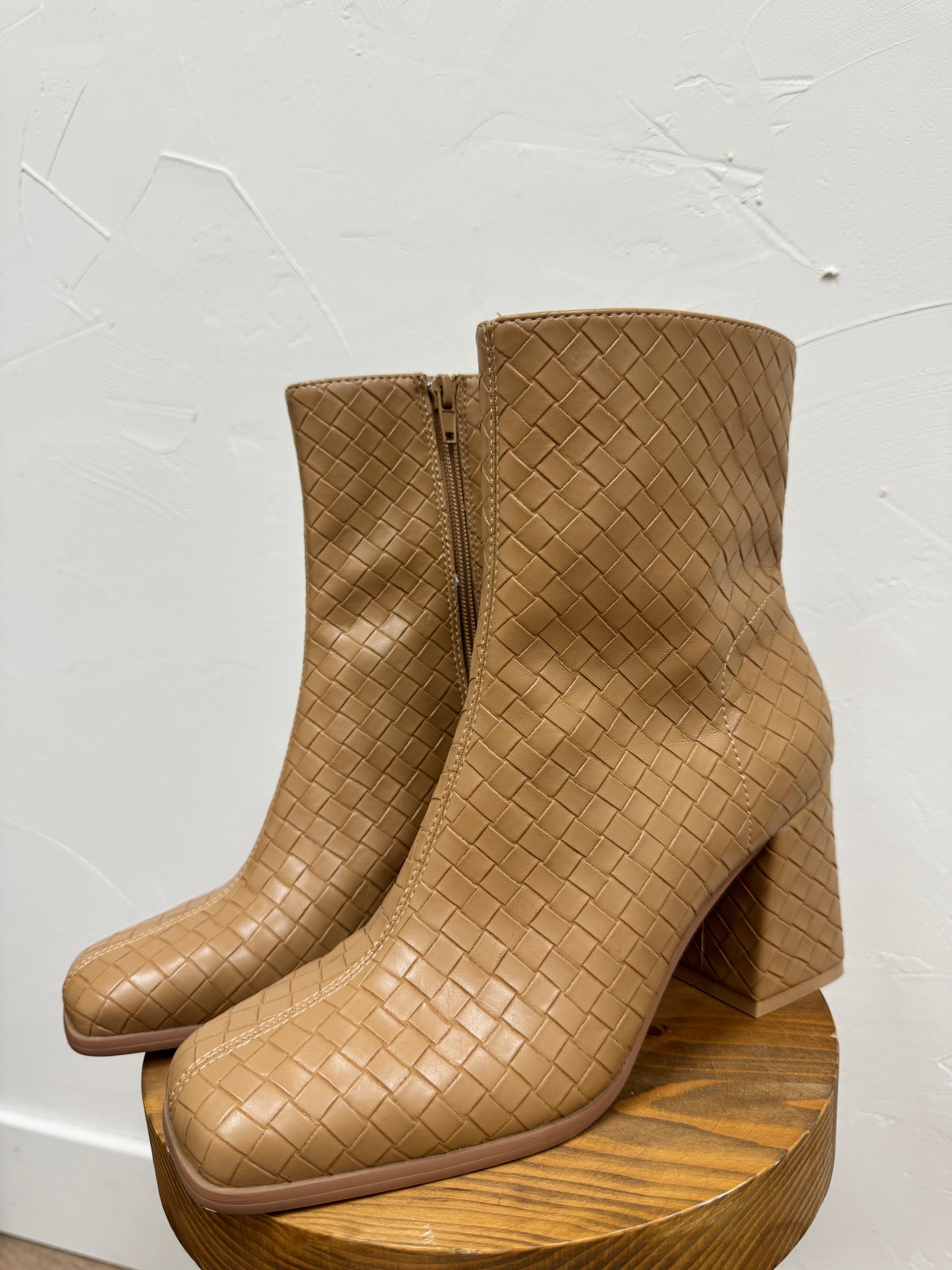 The Demi Woven Block Heel Ankle Boot