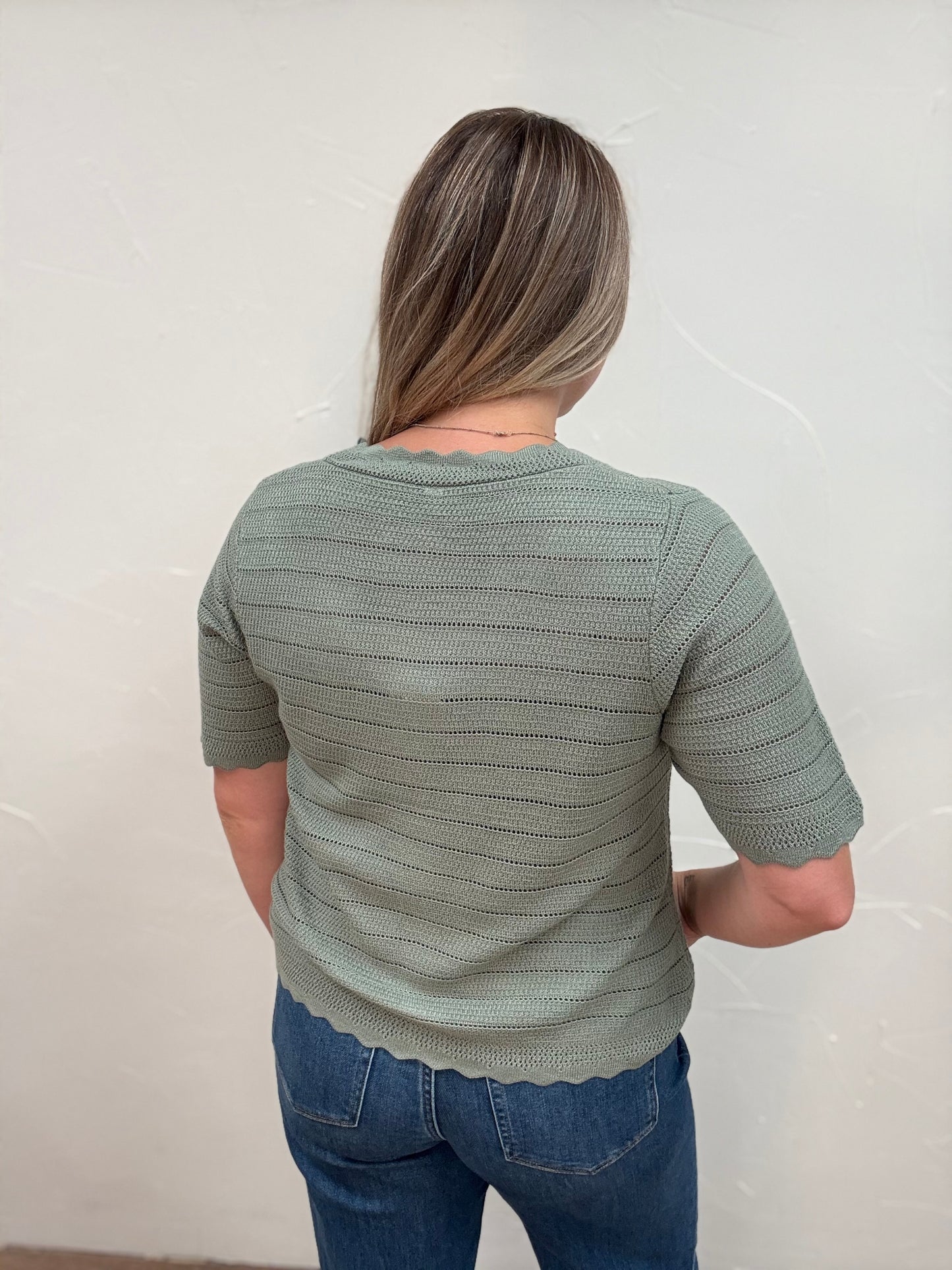 Scalloped Button-up Sweater