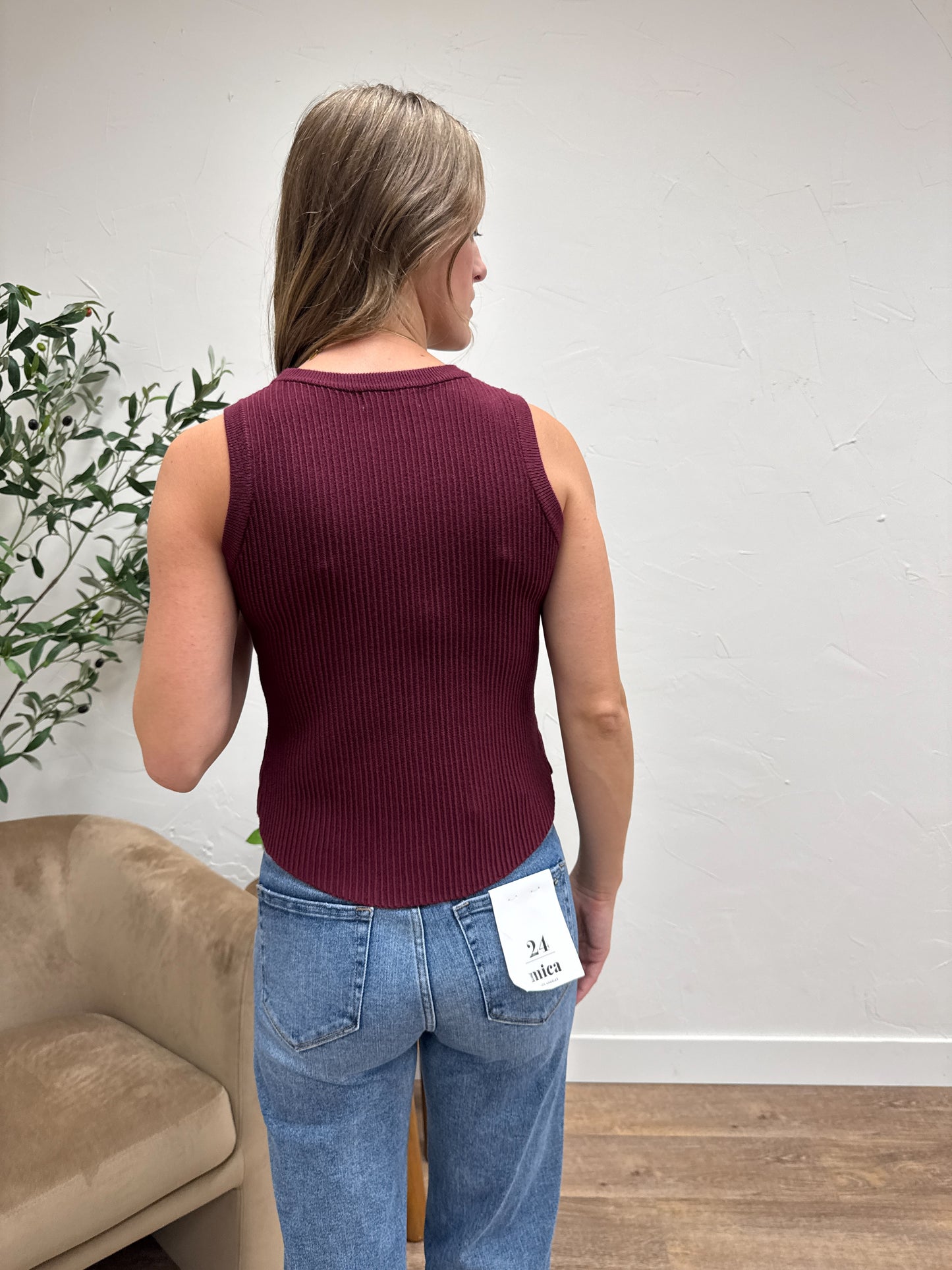 Fitted Ribbed Sweater Tank Top