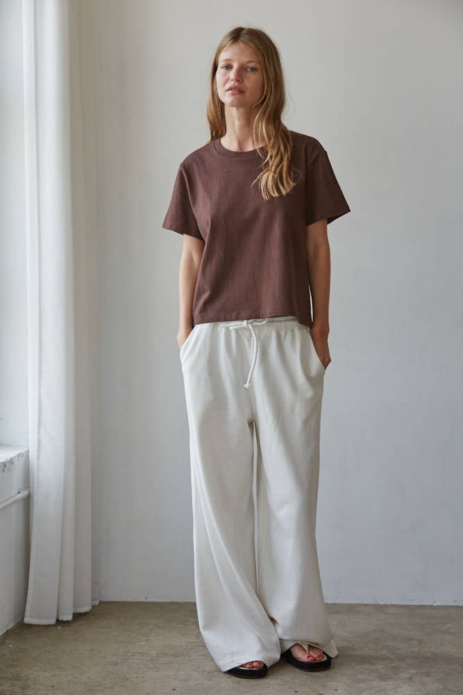 Knit Cotton Crew Neck Short Sleeve T-shirt Top