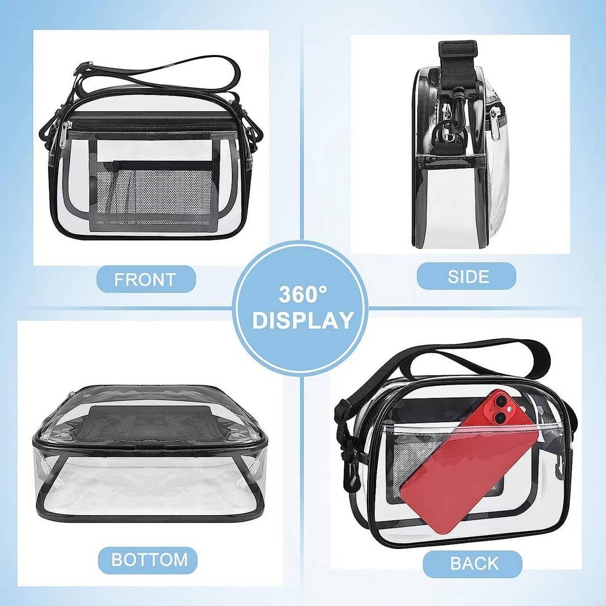 TRANSPARENT MULTIFUNCTIONAL CROSSBODY BAG Black