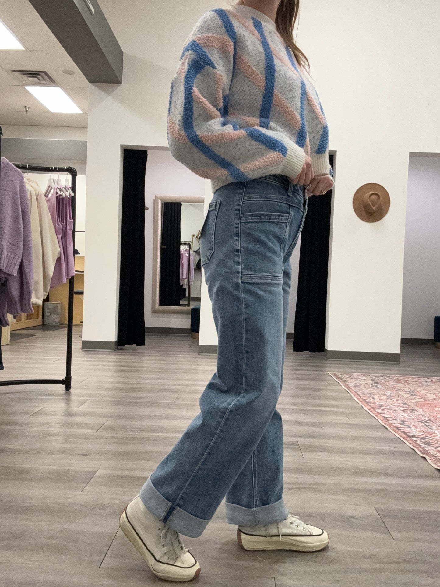 High Rise Slim Wide Leg Jeans with Front Pockets - Three:Twelve Boutique
