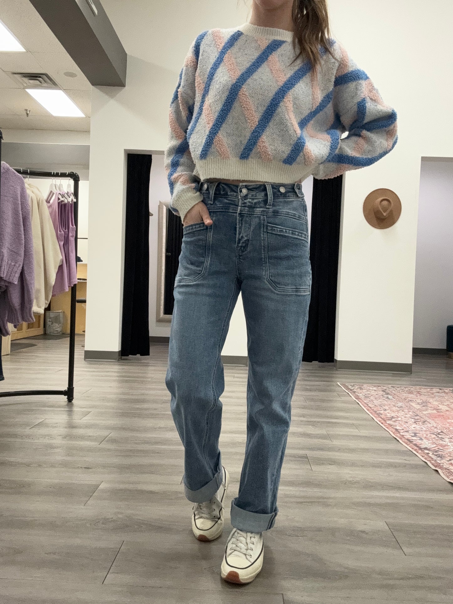 High Rise Slim Wide Leg Jeans with Front Pockets - Three:Twelve Boutique