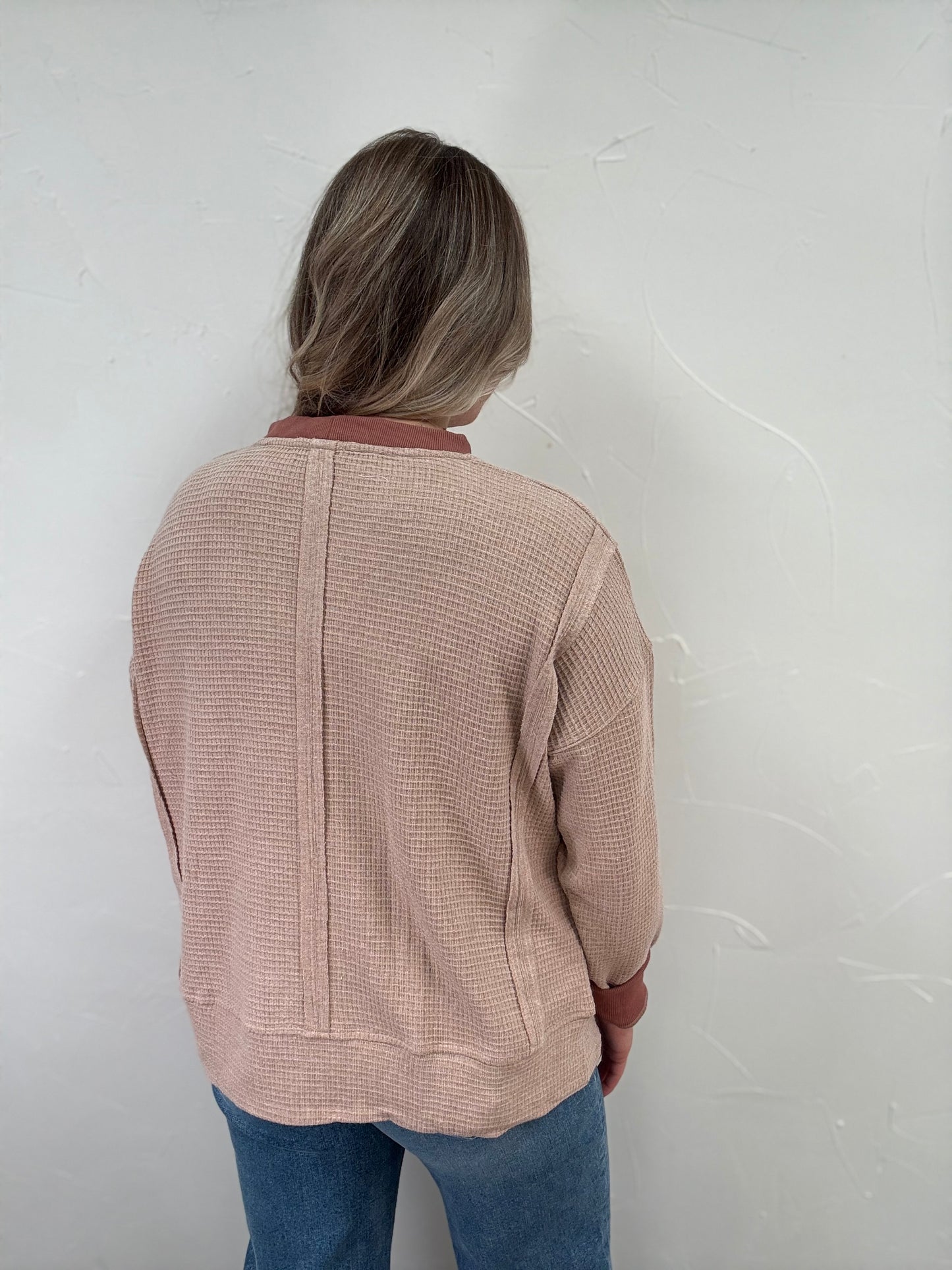 Brushed Thermal Crew Neck Oversized Pullover