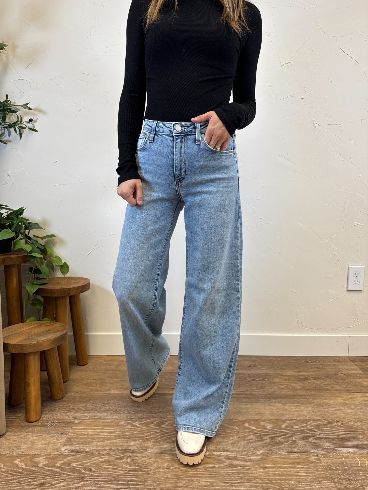 Stretchy Wide Leg Denim