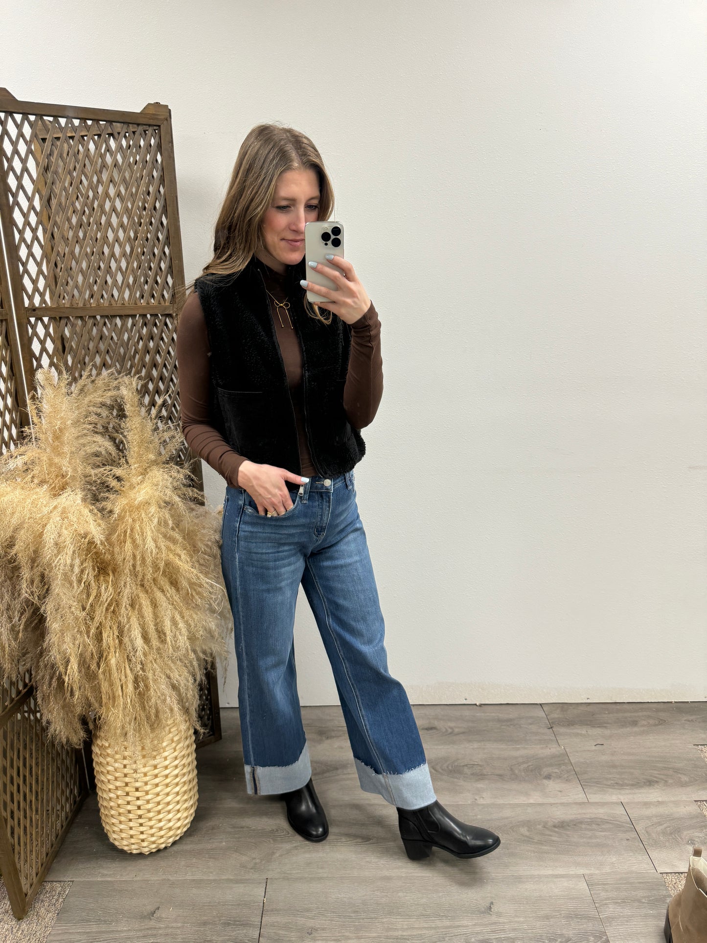 High Rise A Line Wide With Cuffed Hem - Three:Twelve Boutique