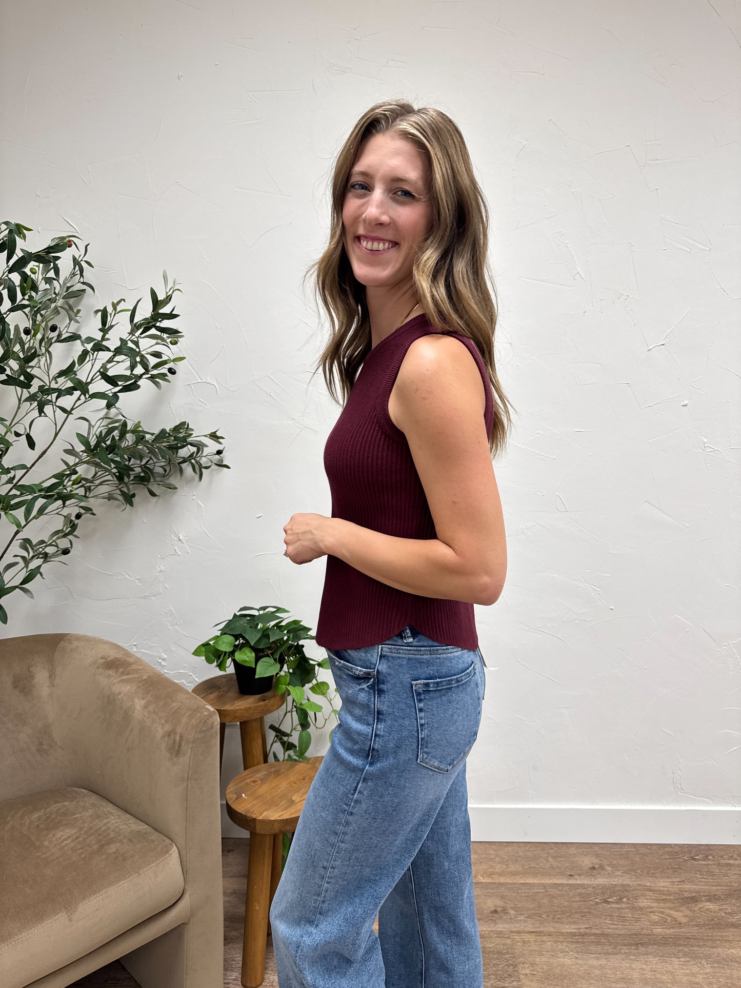 Fitted Ribbed Sweater Tank Top