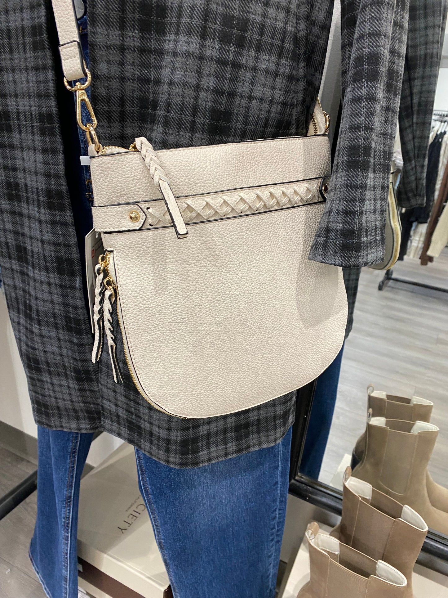Esther Whipstitch Trim Round Crossbody - Three:Twelve Boutique