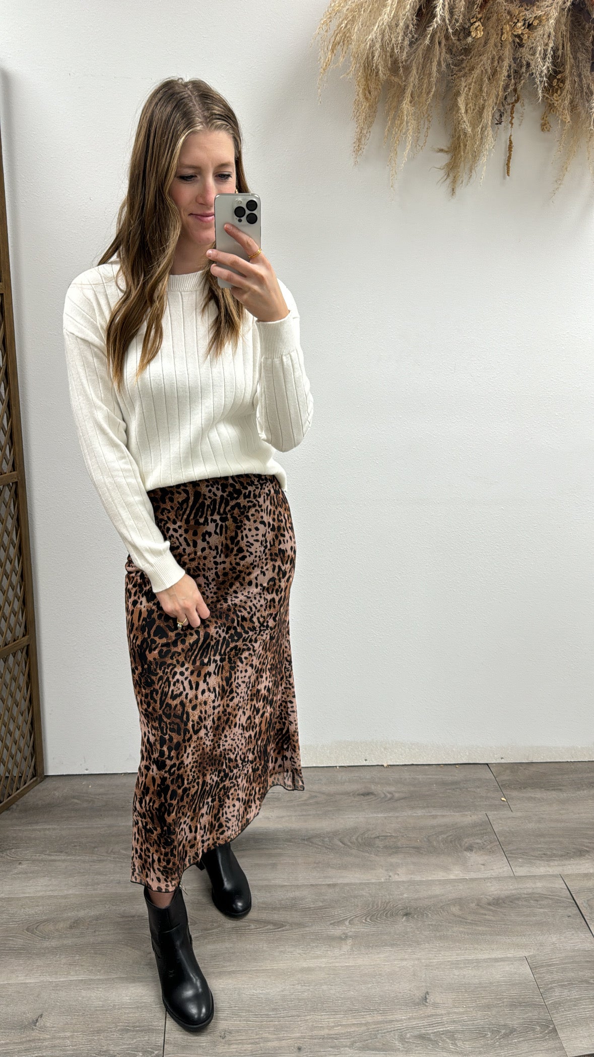 Stretchy Leopard Print Mesh Midi Skirt - Three:Twelve Boutique