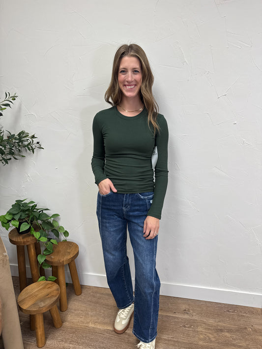 Long Sleeve Micro Ribbed Top