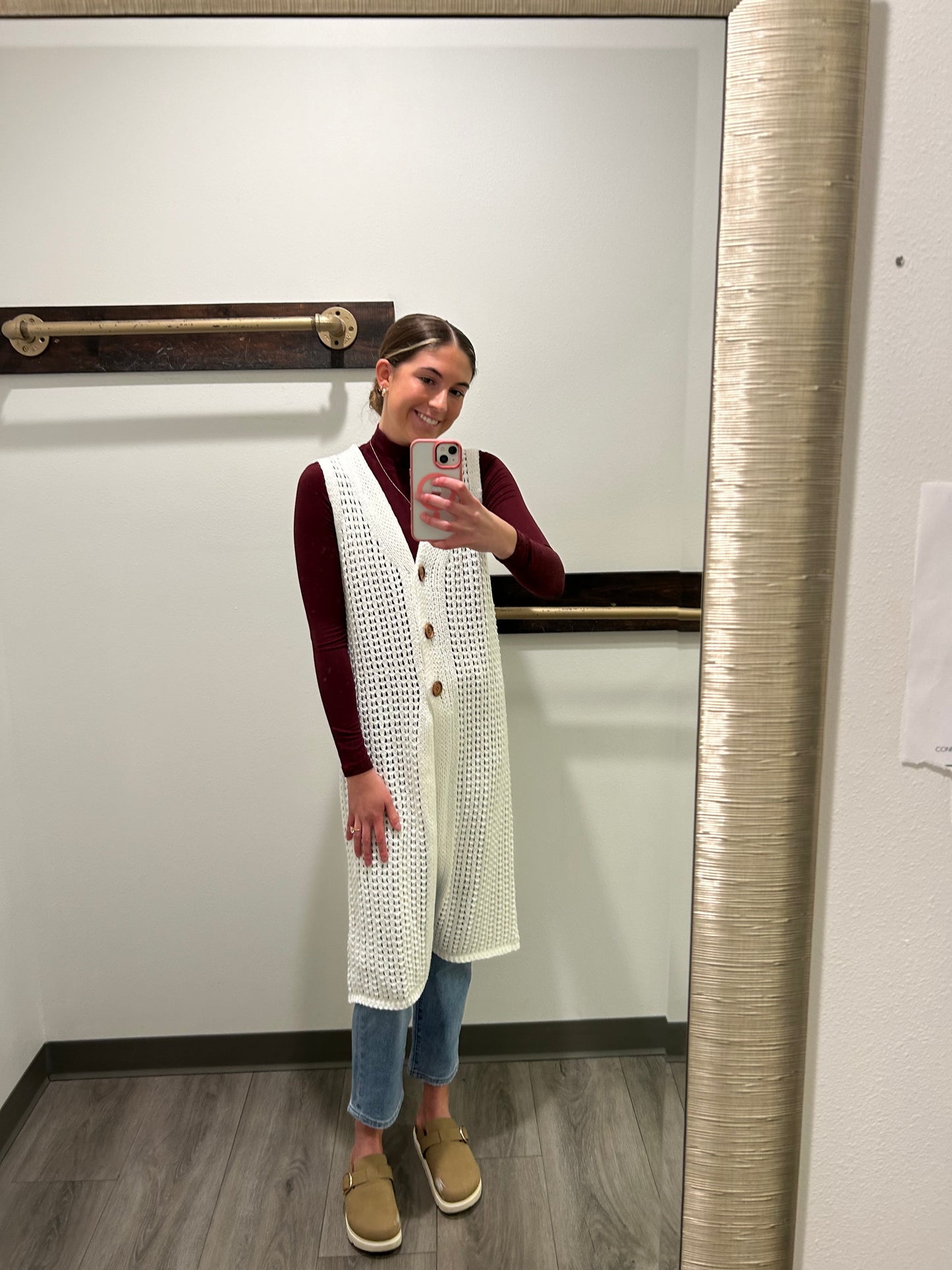Crochet Button Down Midi Vest - Three:Twelve Boutique