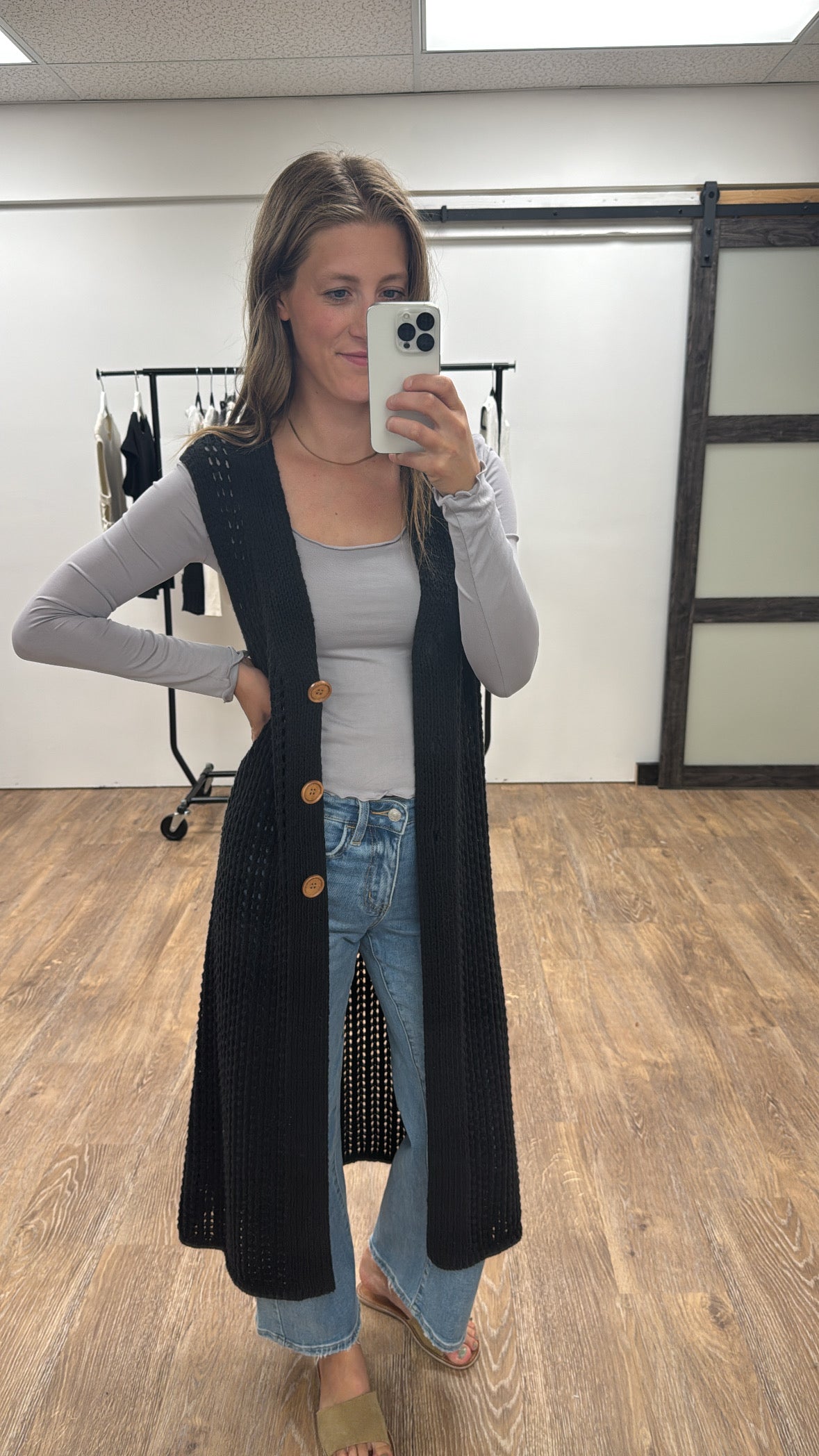 Crochet Button Down Midi Vest