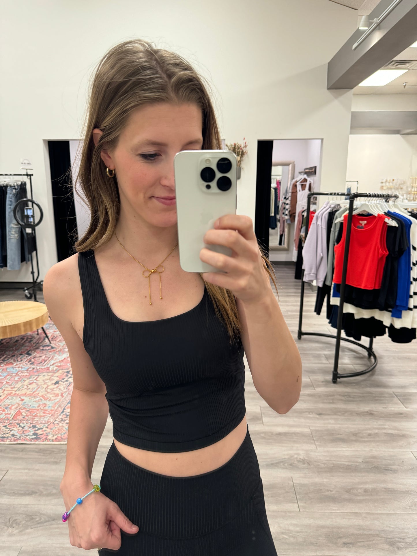 Square Neck Ribbed Racerback Sports Bra - Three:Twelve Boutique