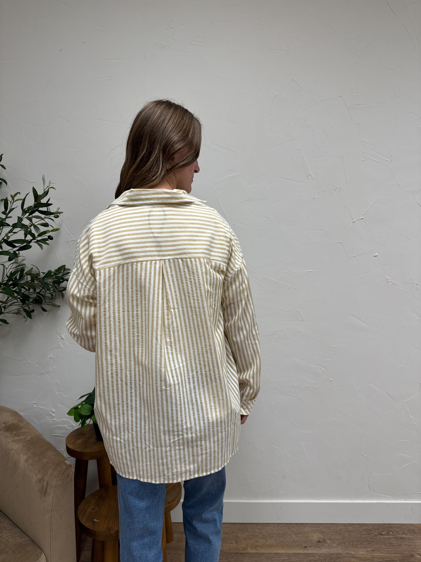 Striped Pattern Button Down Shirt