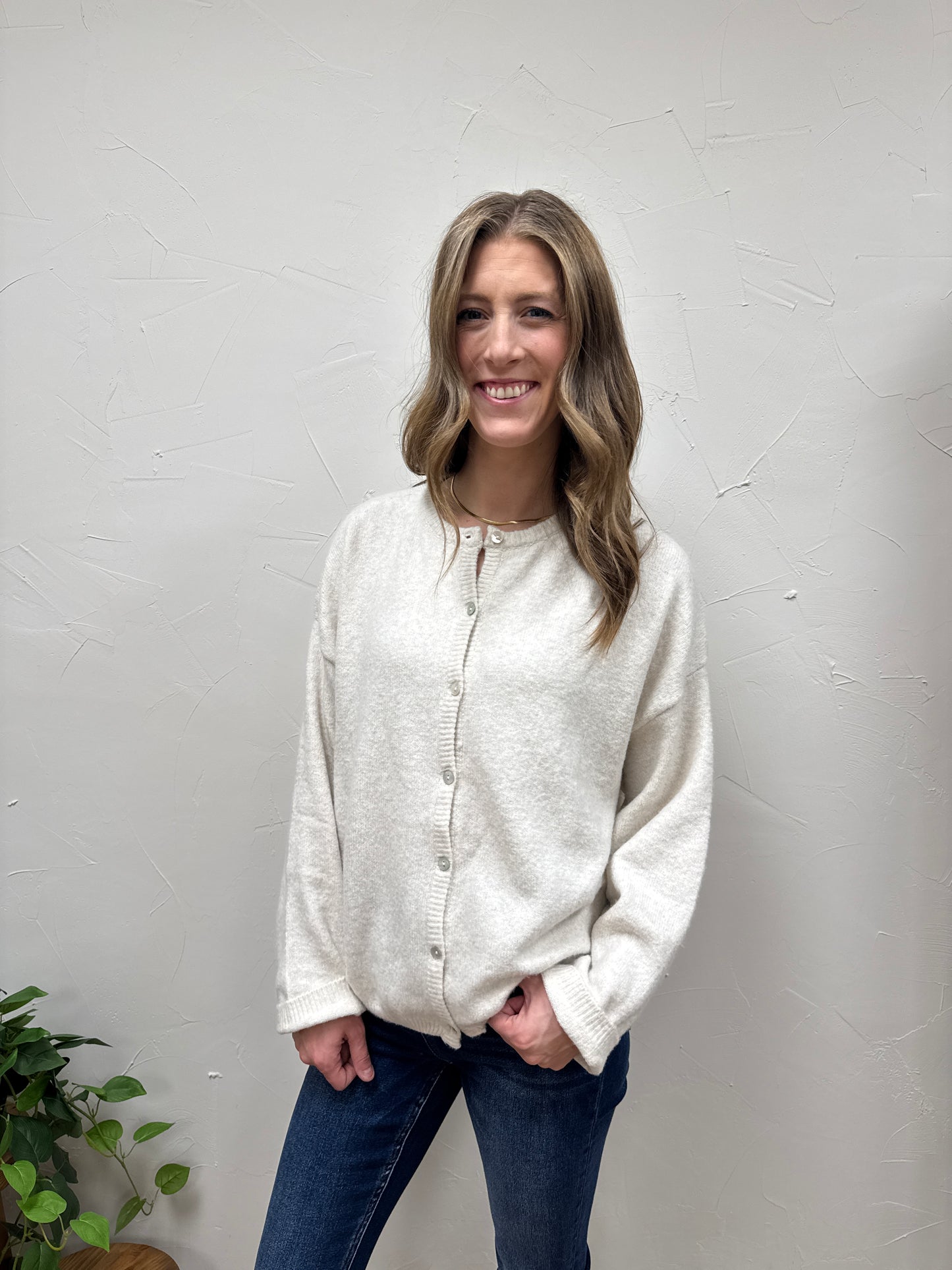 Crew Neck Sweater Cardigan