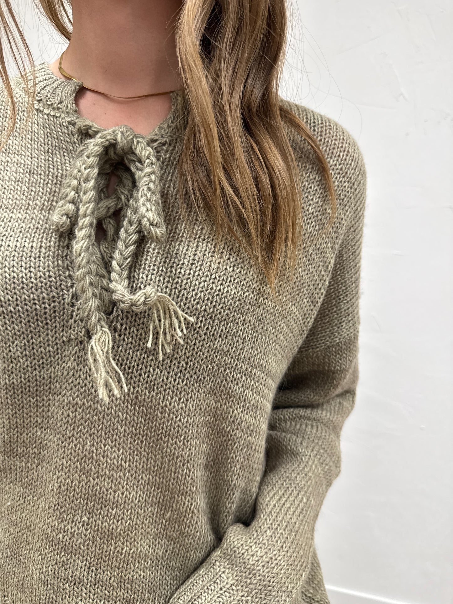 Lace-UP Front Sweater Top