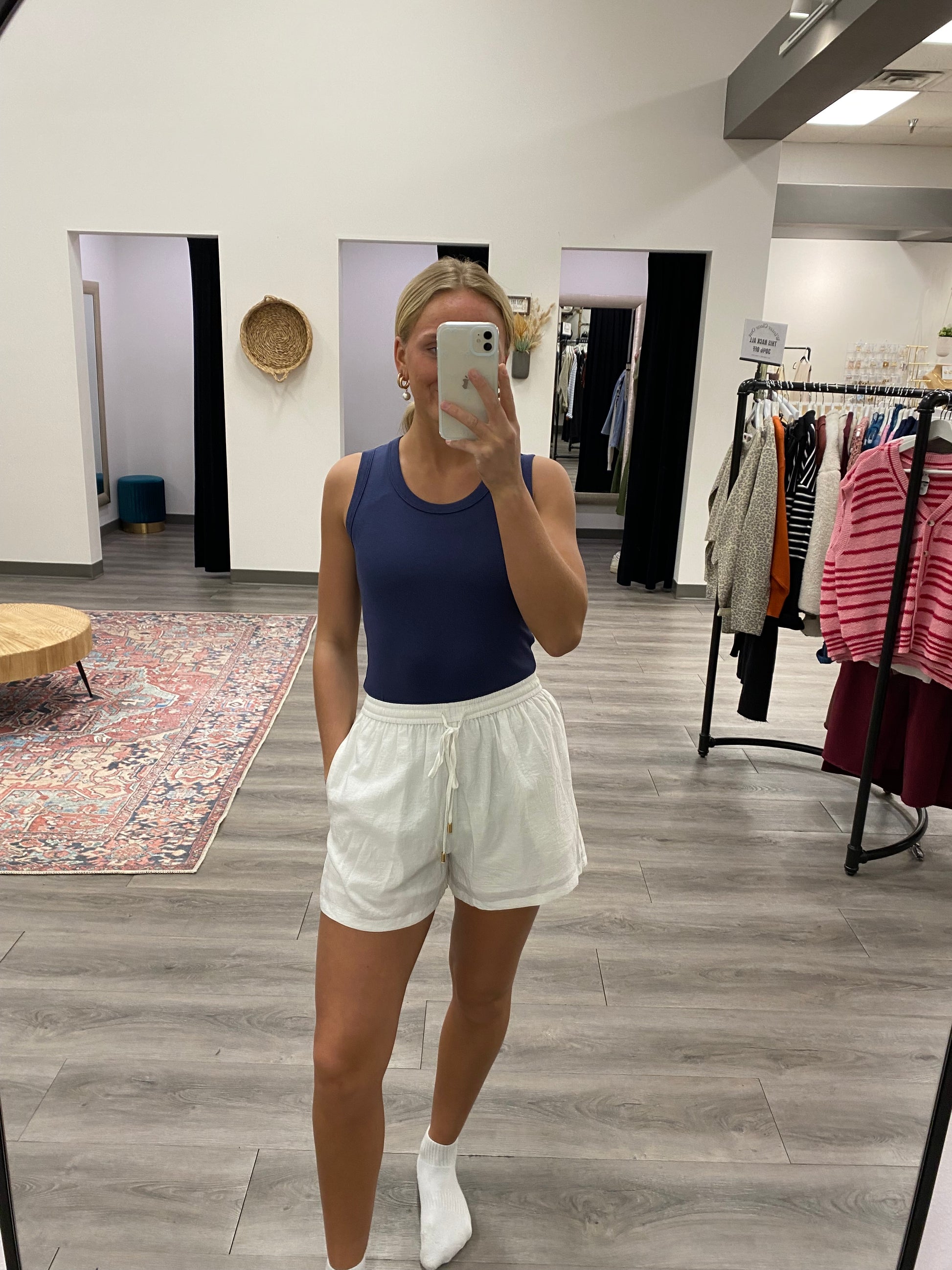 Light Textured Drawstring Shorts - Three:Twelve Boutique