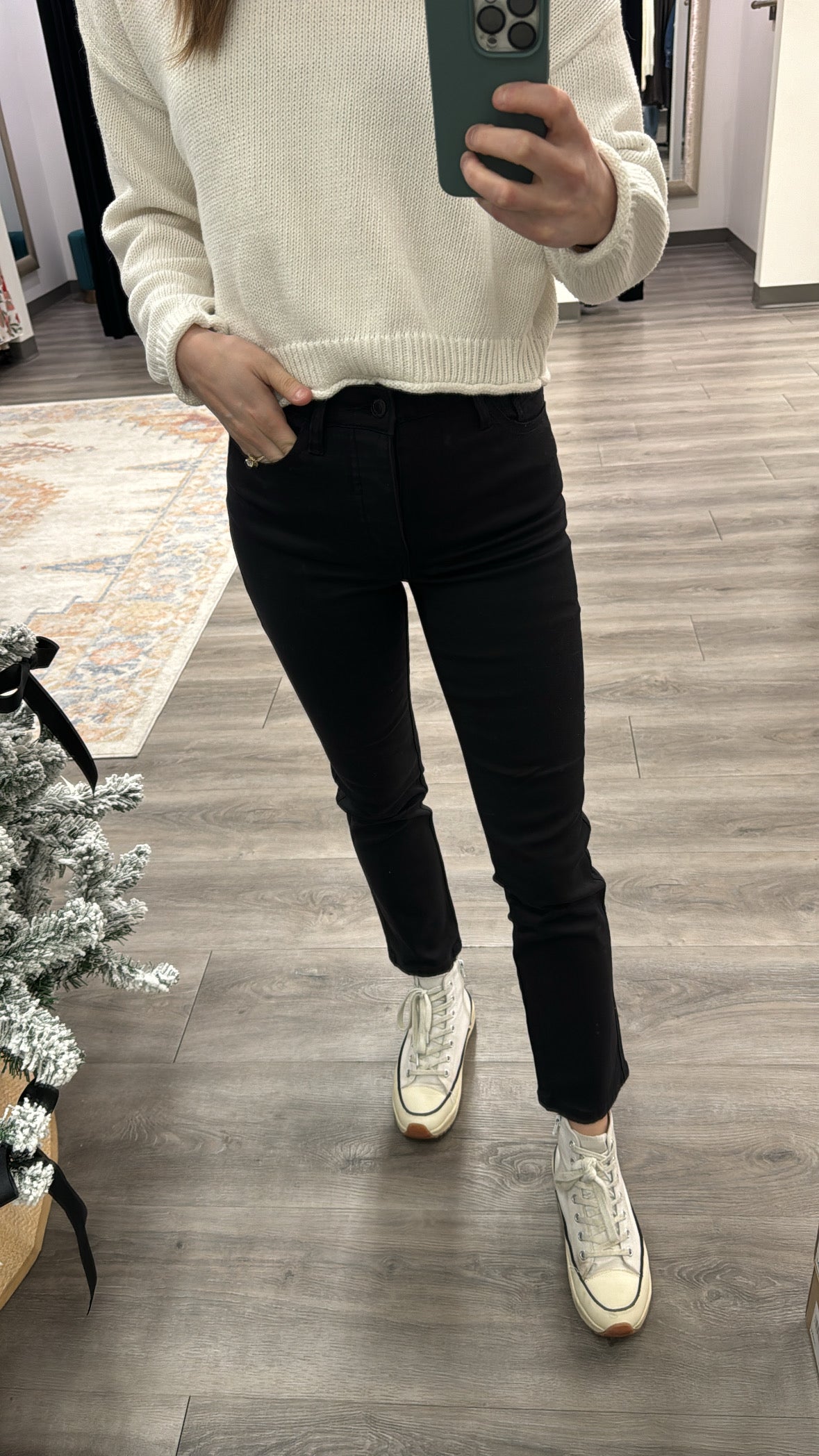 High Rise Hidden Button Up Ankle Straight - Three:Twelve Boutique