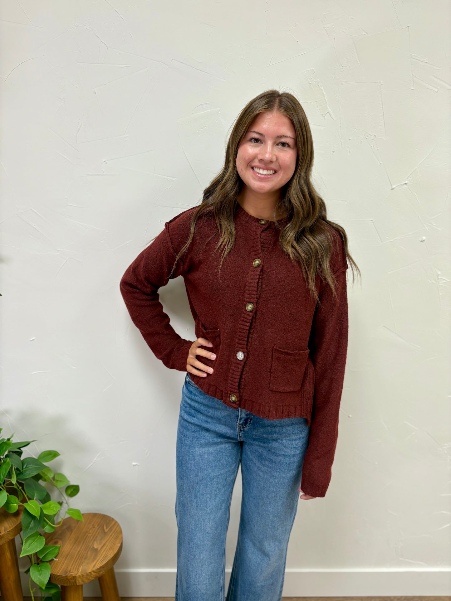 Brushed Button-Up Cardigan