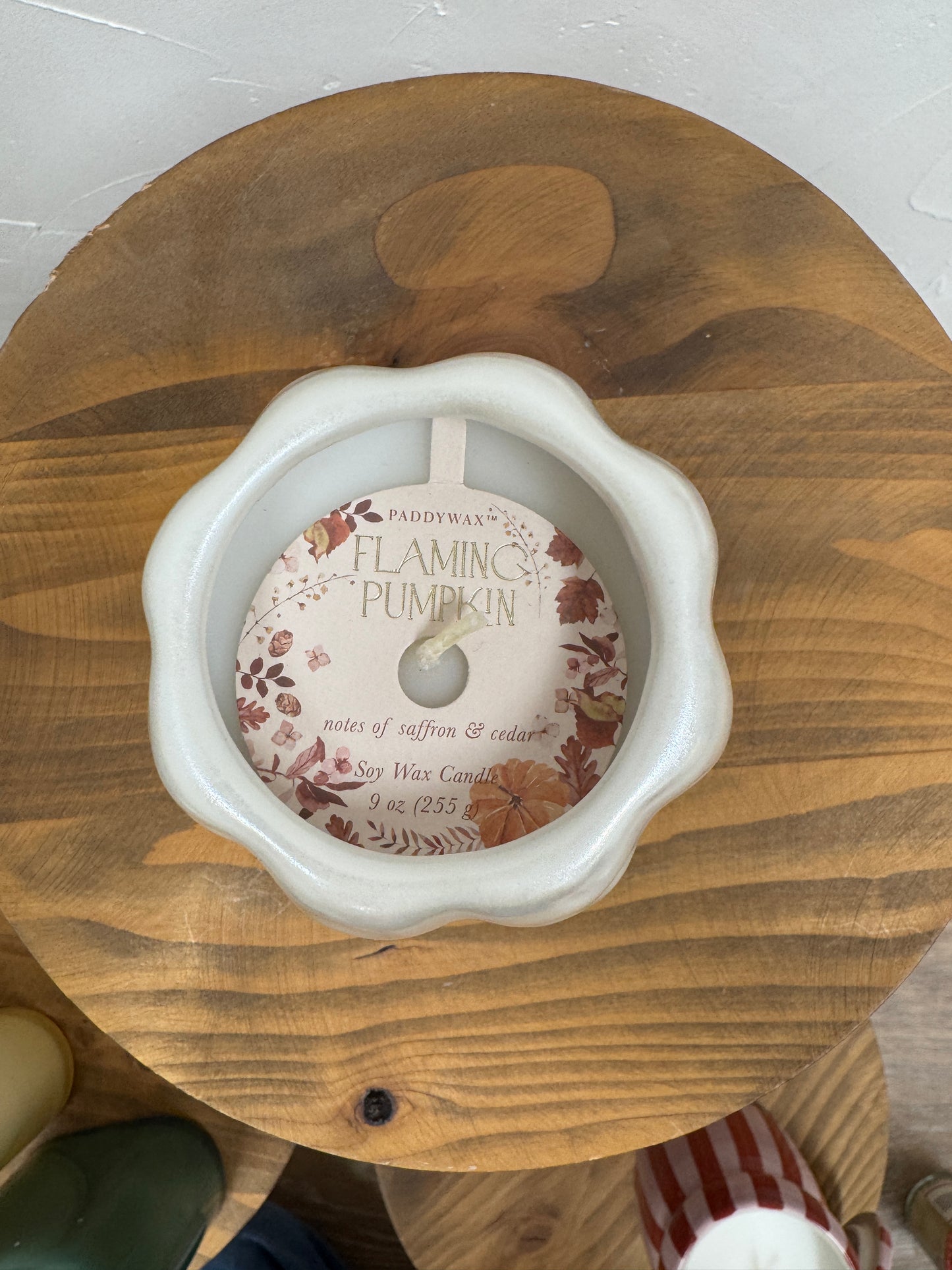 White Metallic Pumpkin Paddywax Candle- Flaming Pumpkin