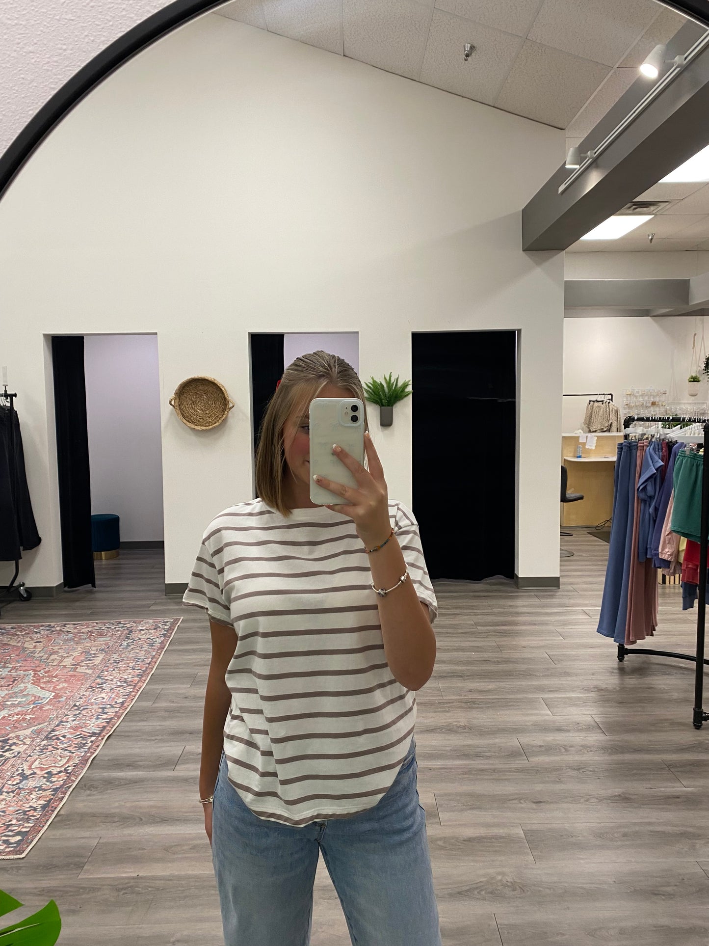 Crew Neck Striped Oversize Tshirt
