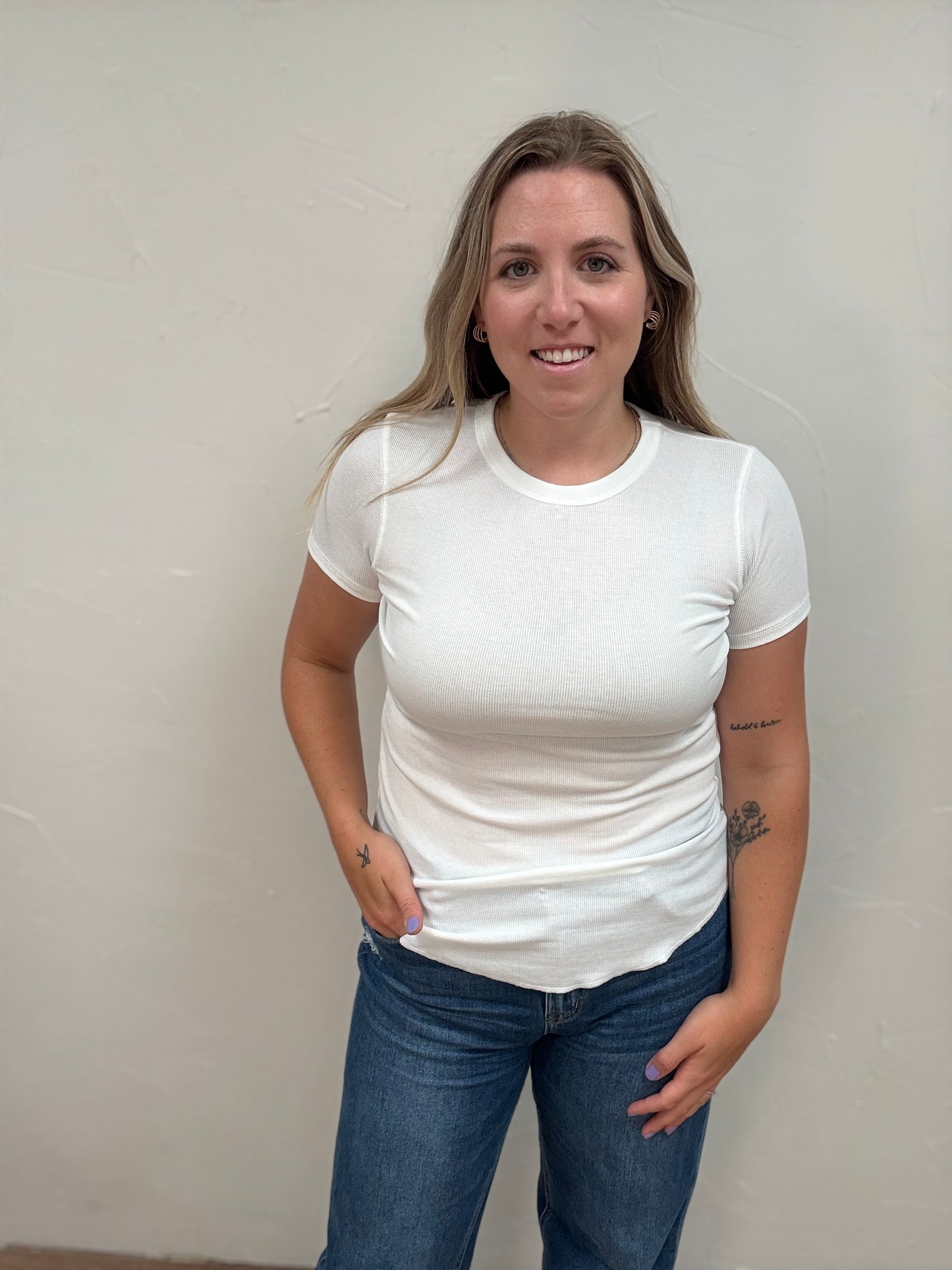 Ribbed Crew Neck Tee