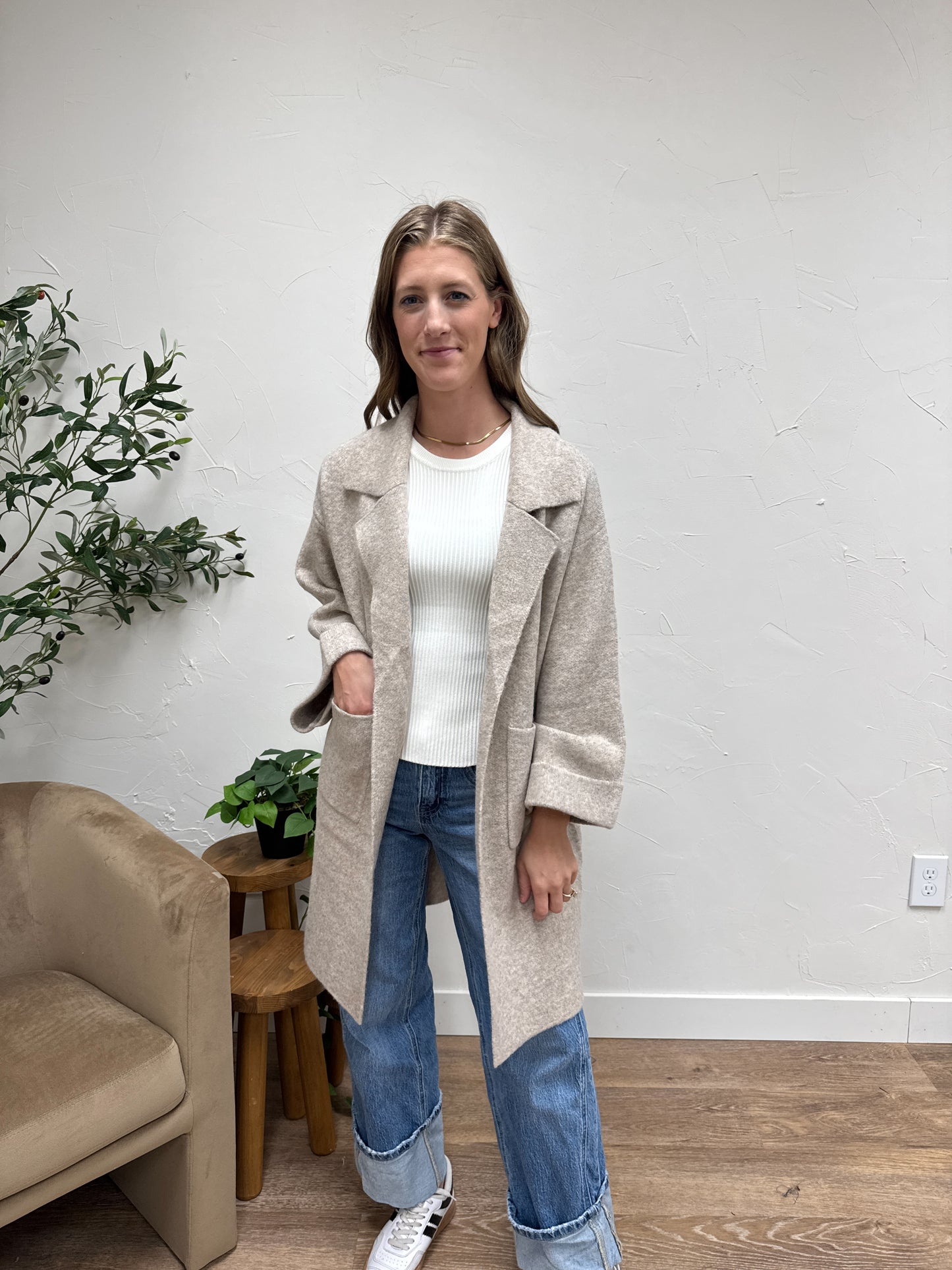 Open Front Knit Coat