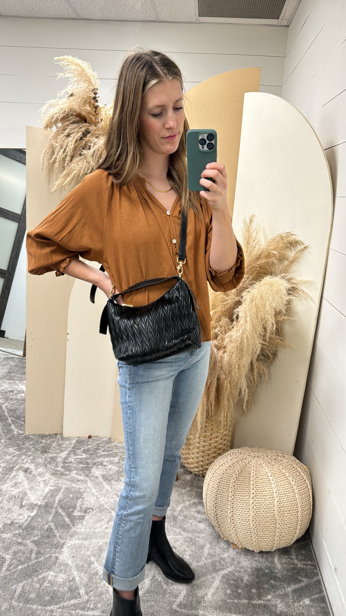 EH2582 Brenna Matelasse Pattern Shoulder Bag - Three:Twelve Boutique