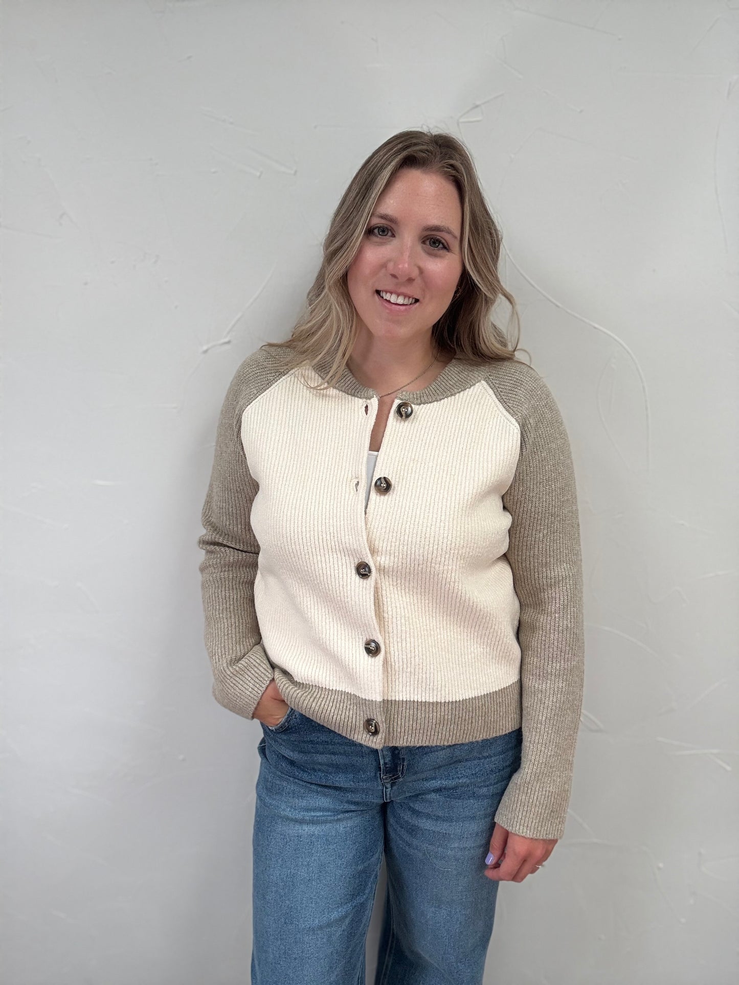 Color Block Knit Varsity Sweater