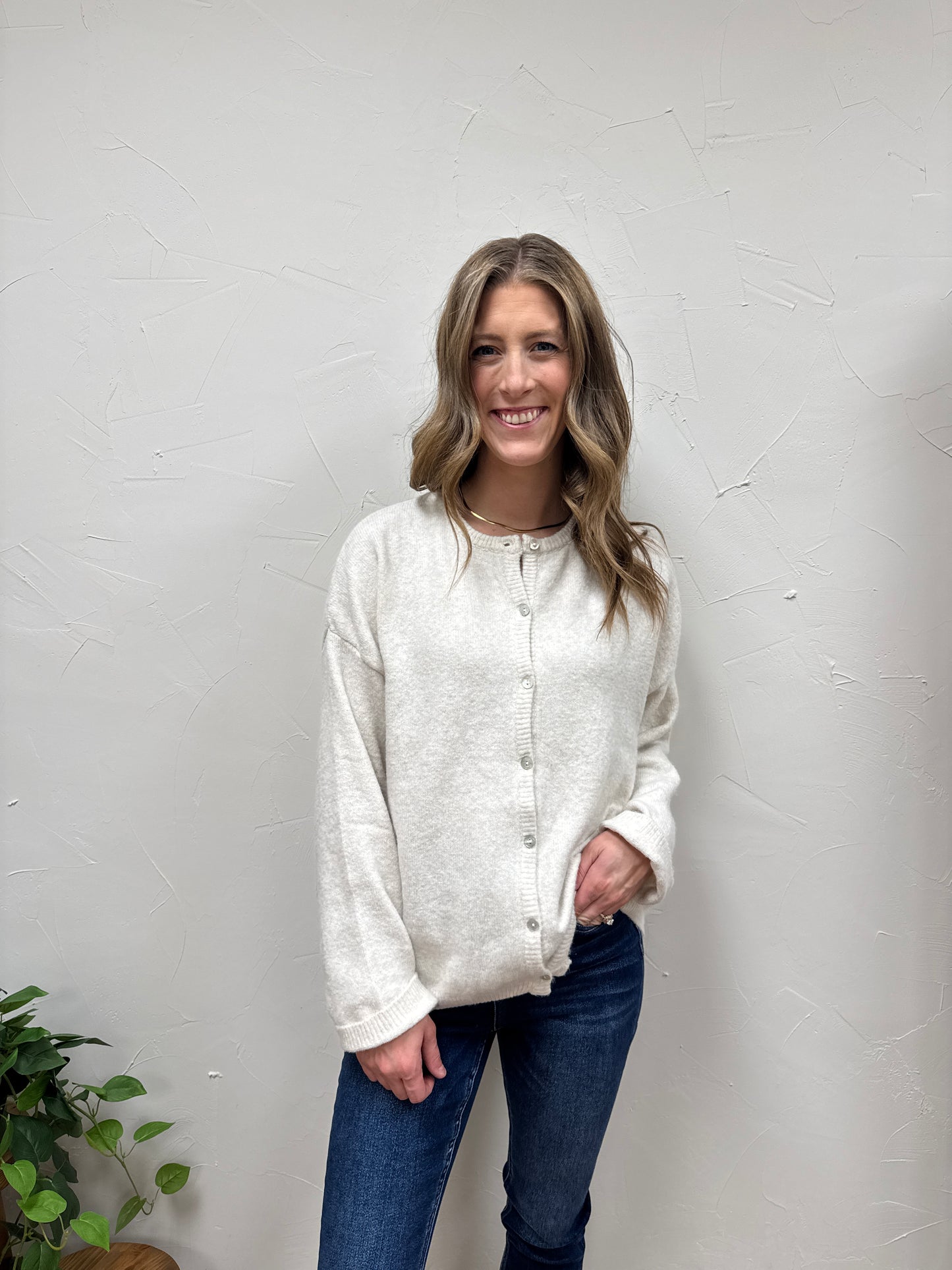 Crew Neck Sweater Cardigan
