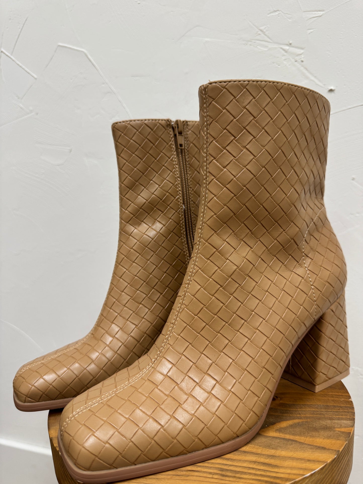The Demi Woven Block Heel Ankle Boot