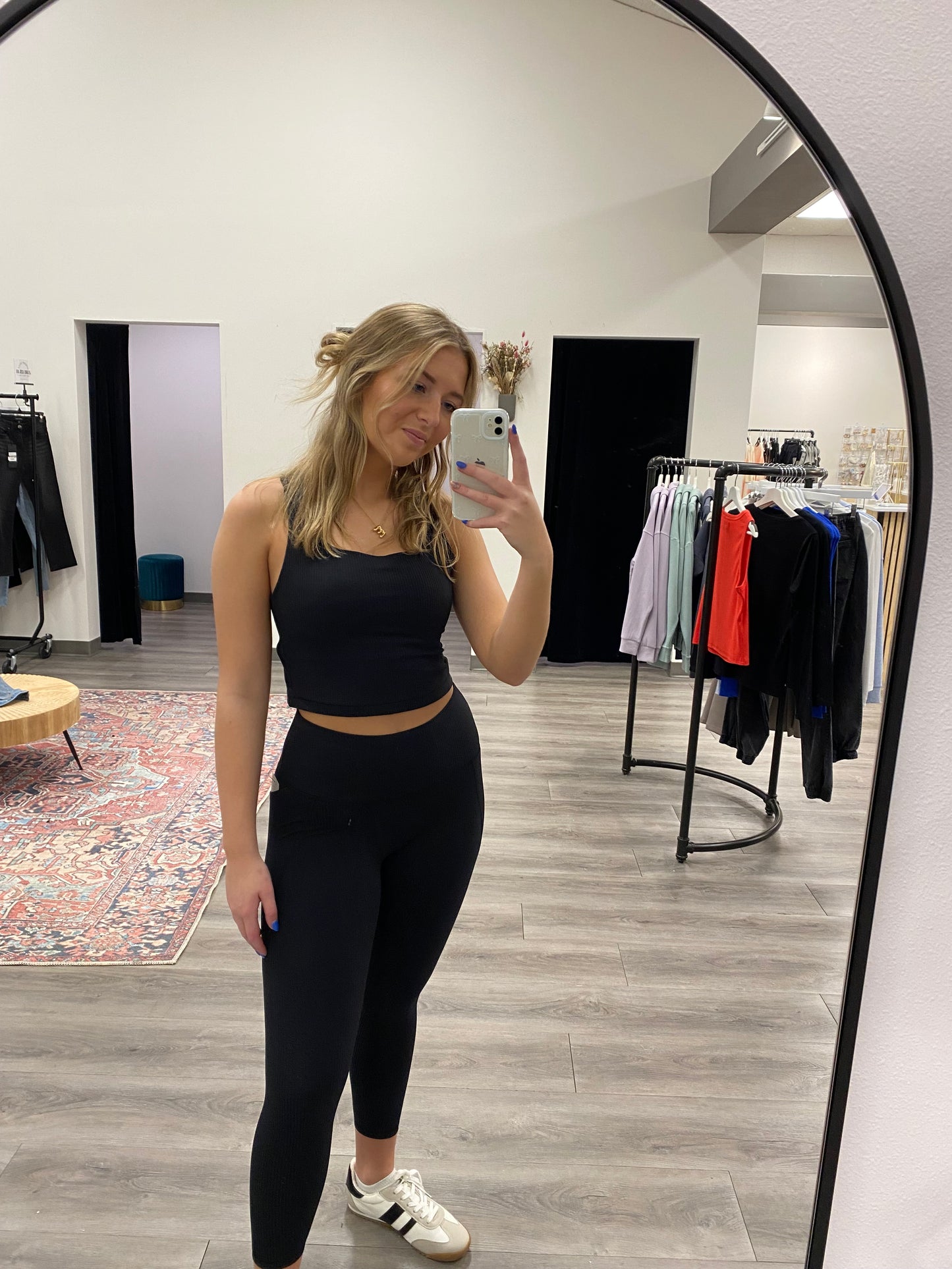 Square Neck Ribbed Racerback Sports Bra - Three:Twelve Boutique