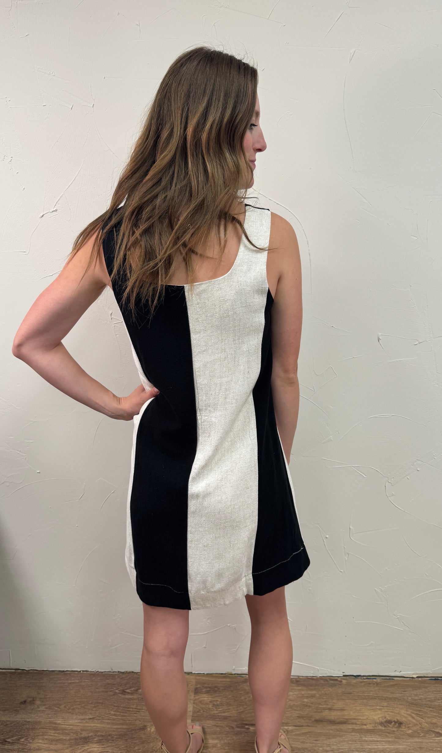 Wide Stripe Linen Mini Dress