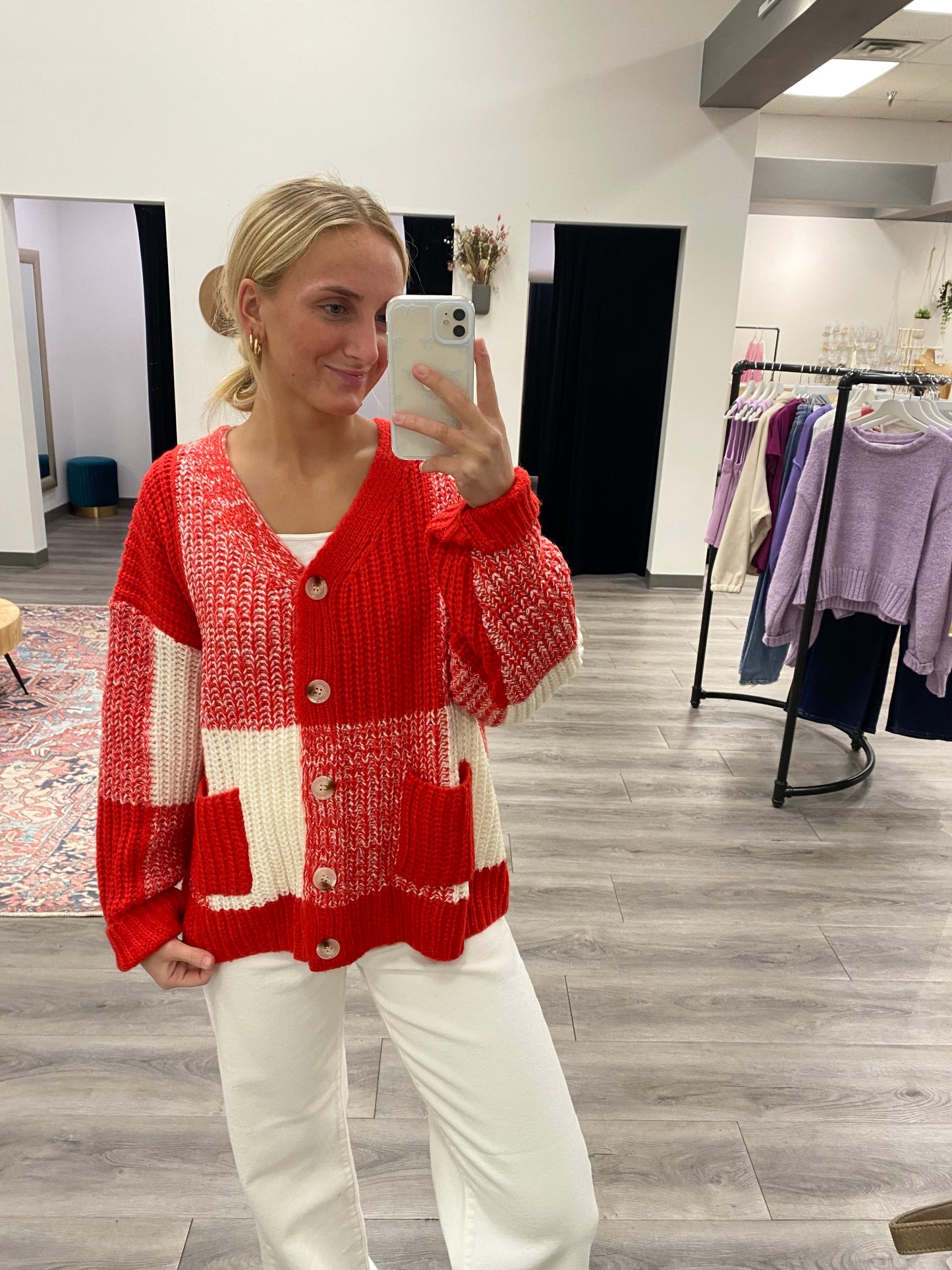 Oversized Checkered Cardigan - Three:Twelve Boutique